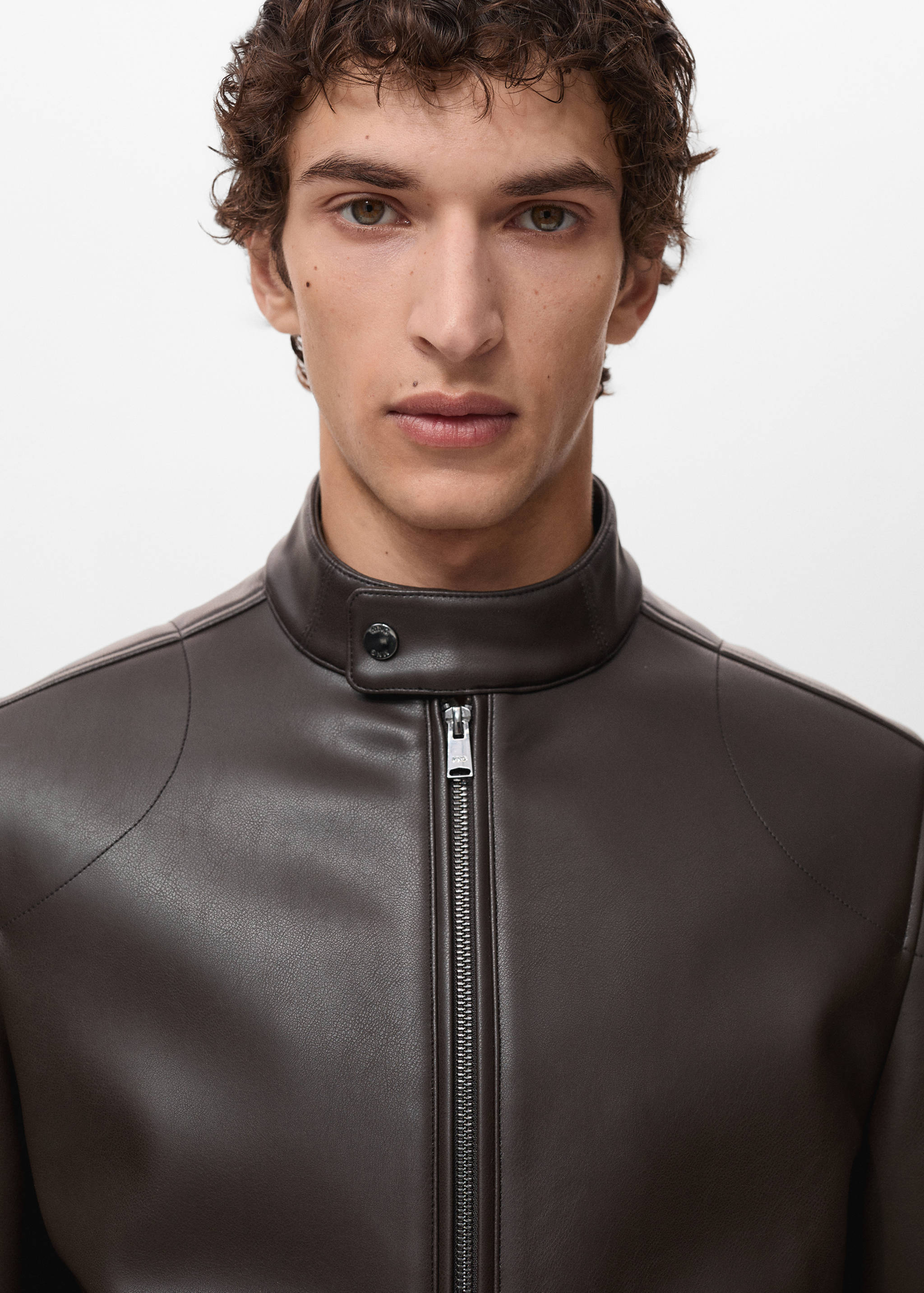 Zip-up faux-leather jacket - Details of the article 1