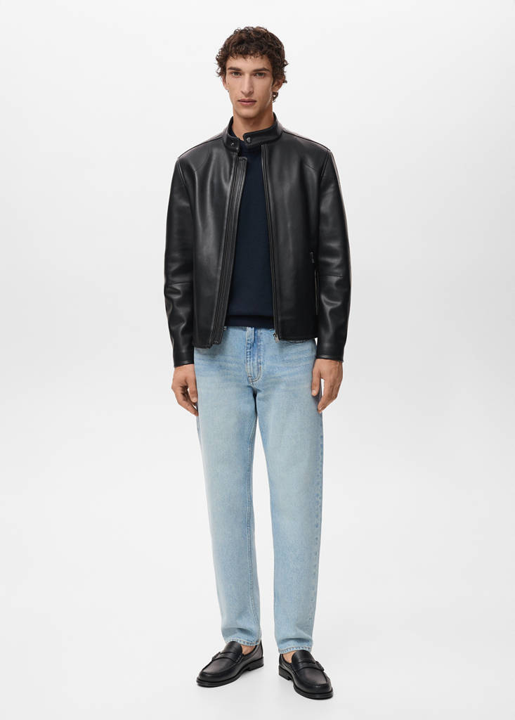 MANGO MAN - Blouson simili-cuir fermeture Éclair noir - XXL