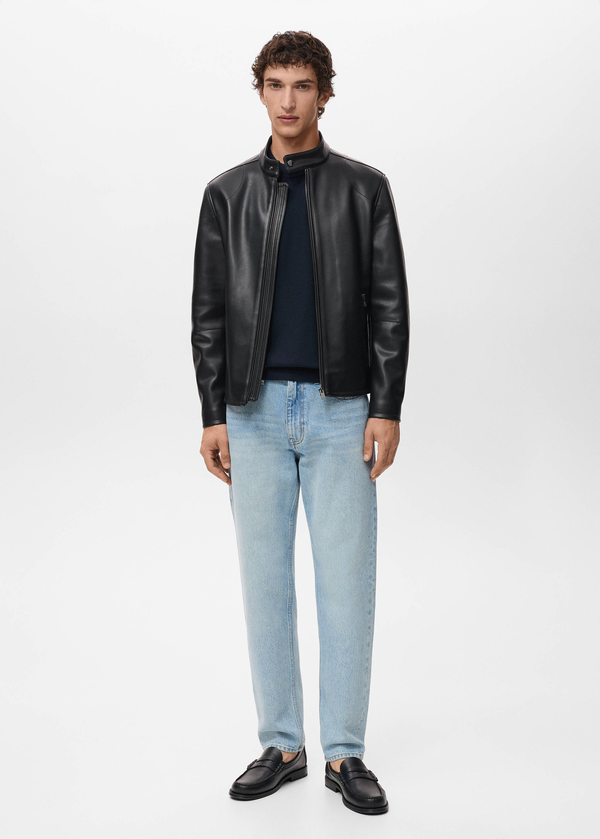 Zip-up faux-leather jacket - General plane