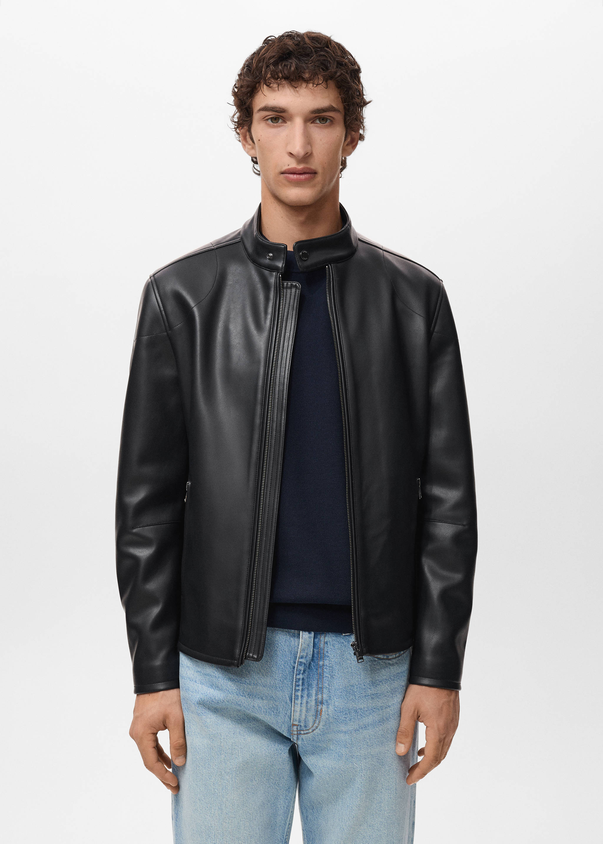 Zip-up faux-leather jacket - Medium plane