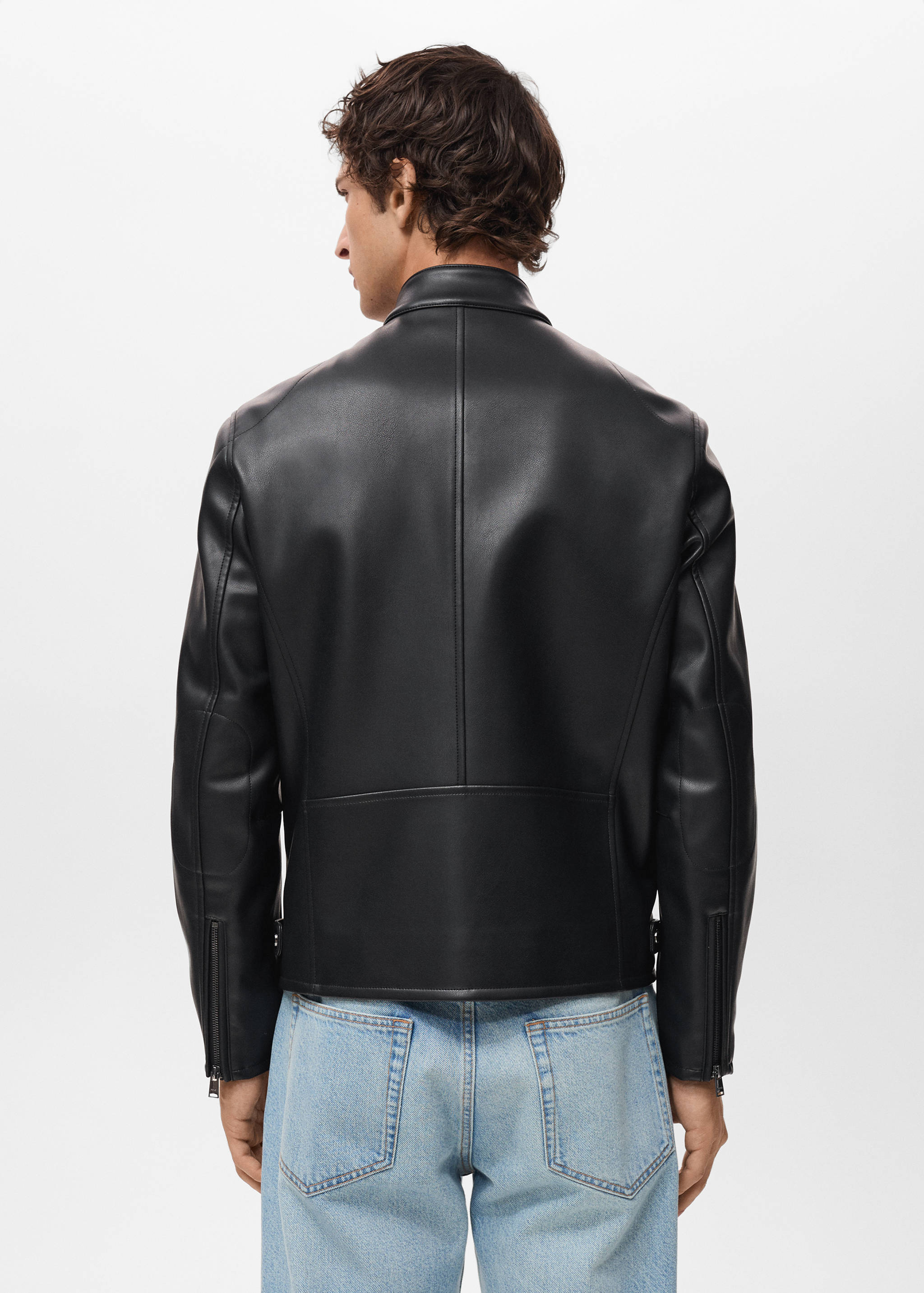 Zip-up faux-leather jacket - Reverse of the article