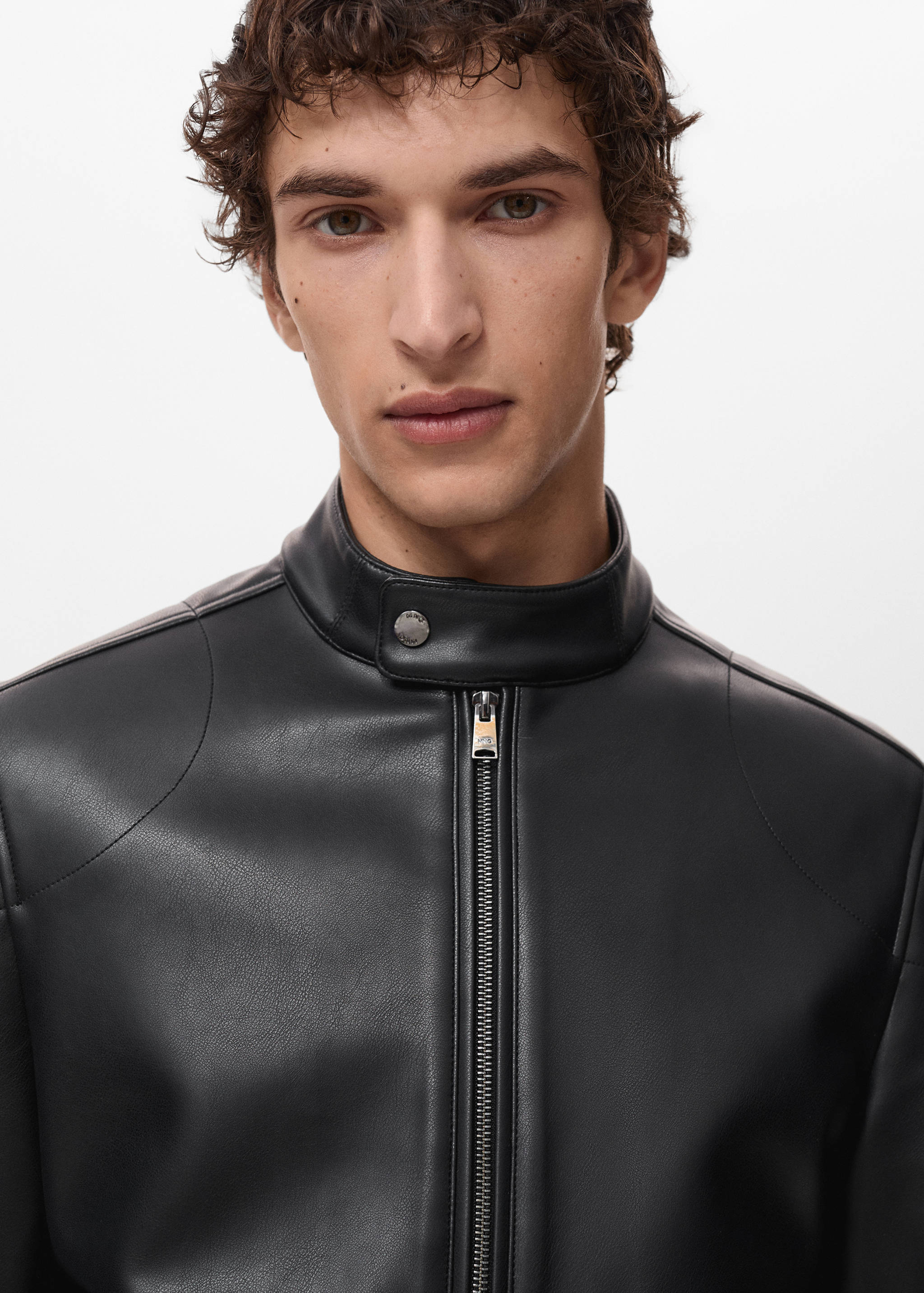 Zip-up faux-leather jacket - Details of the article 1