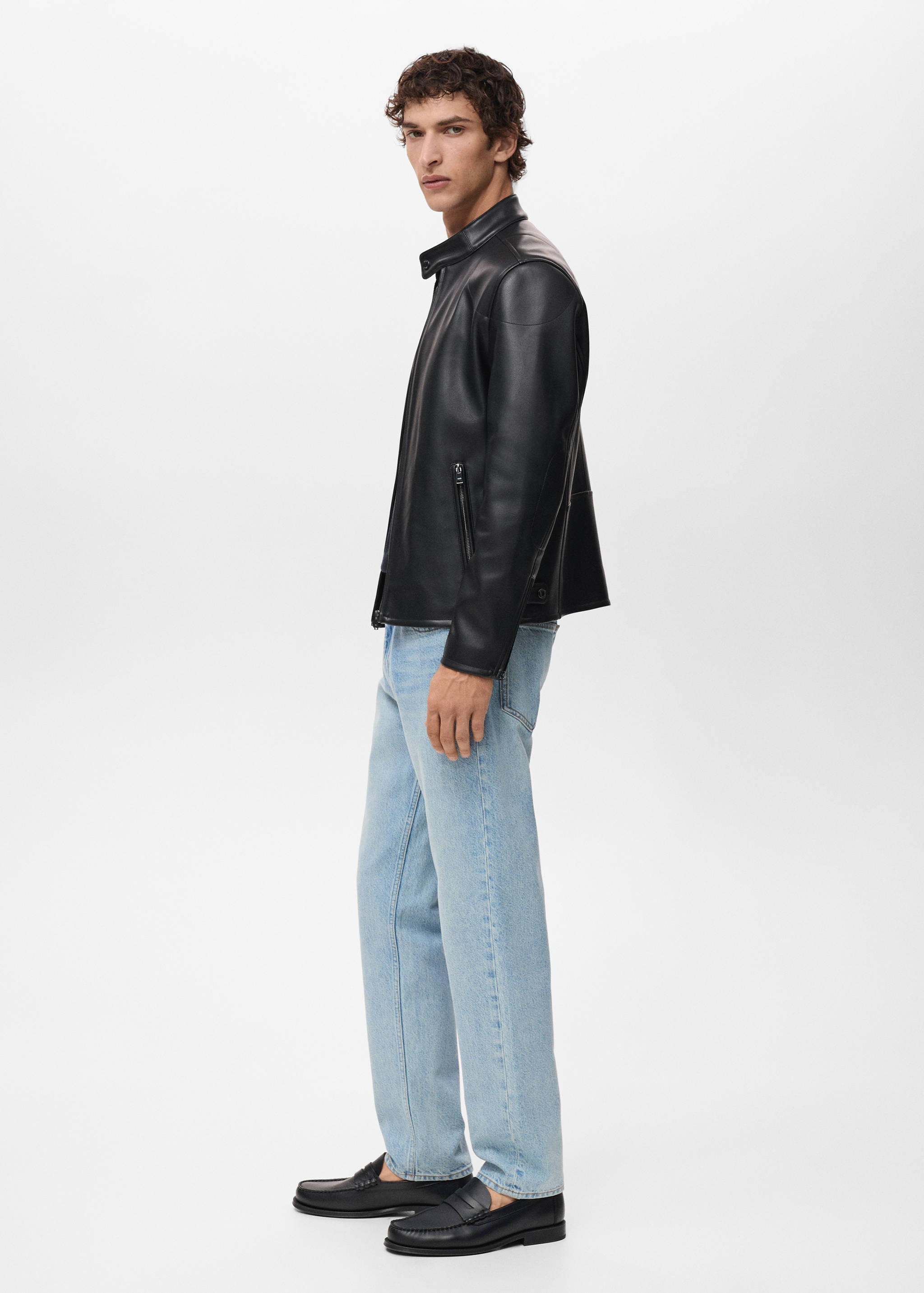 Zip-up faux-leather jacket - Details of the article 2