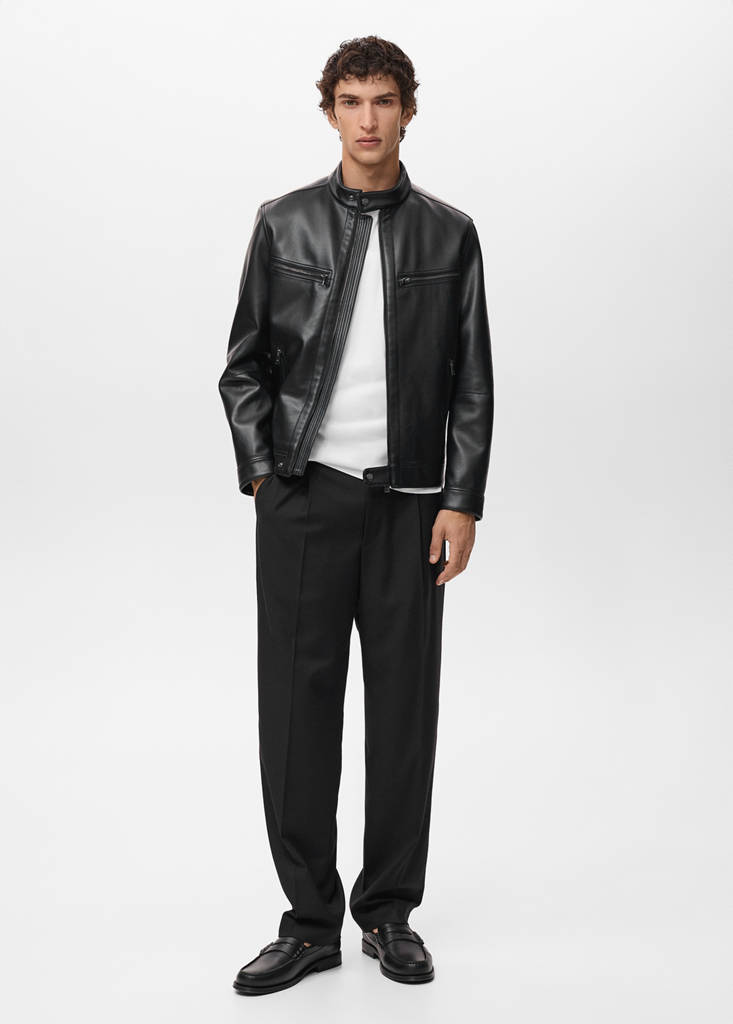 Zip-up faux-leather jacket - Men | MANGO USA