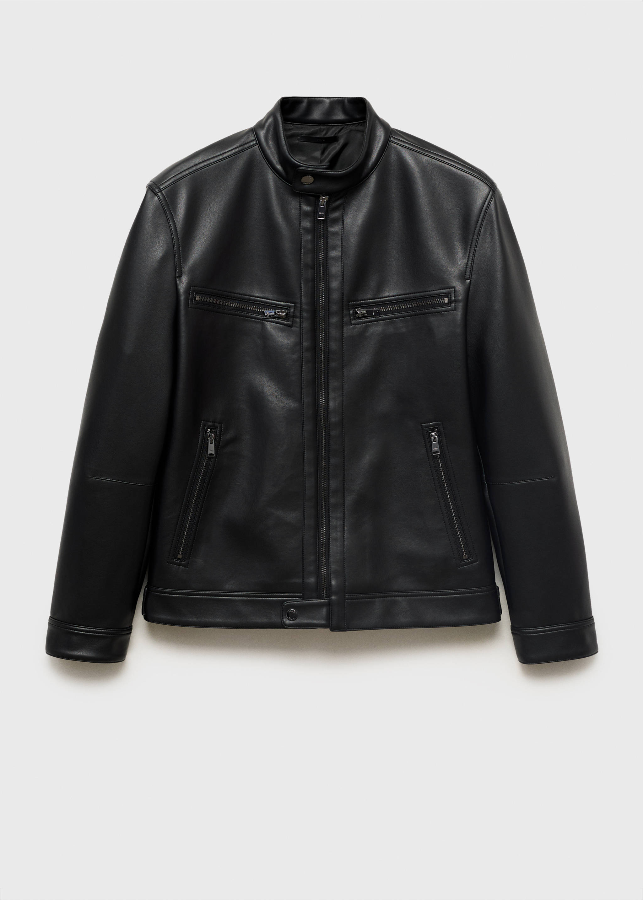 Zip-up faux-leather jacket - Article without model, Black. Ref: 17005144-00.