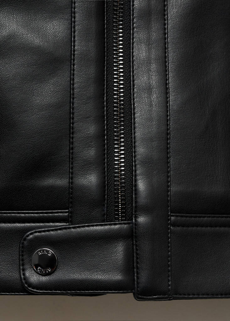 Zip-up faux-leather jacket — Black