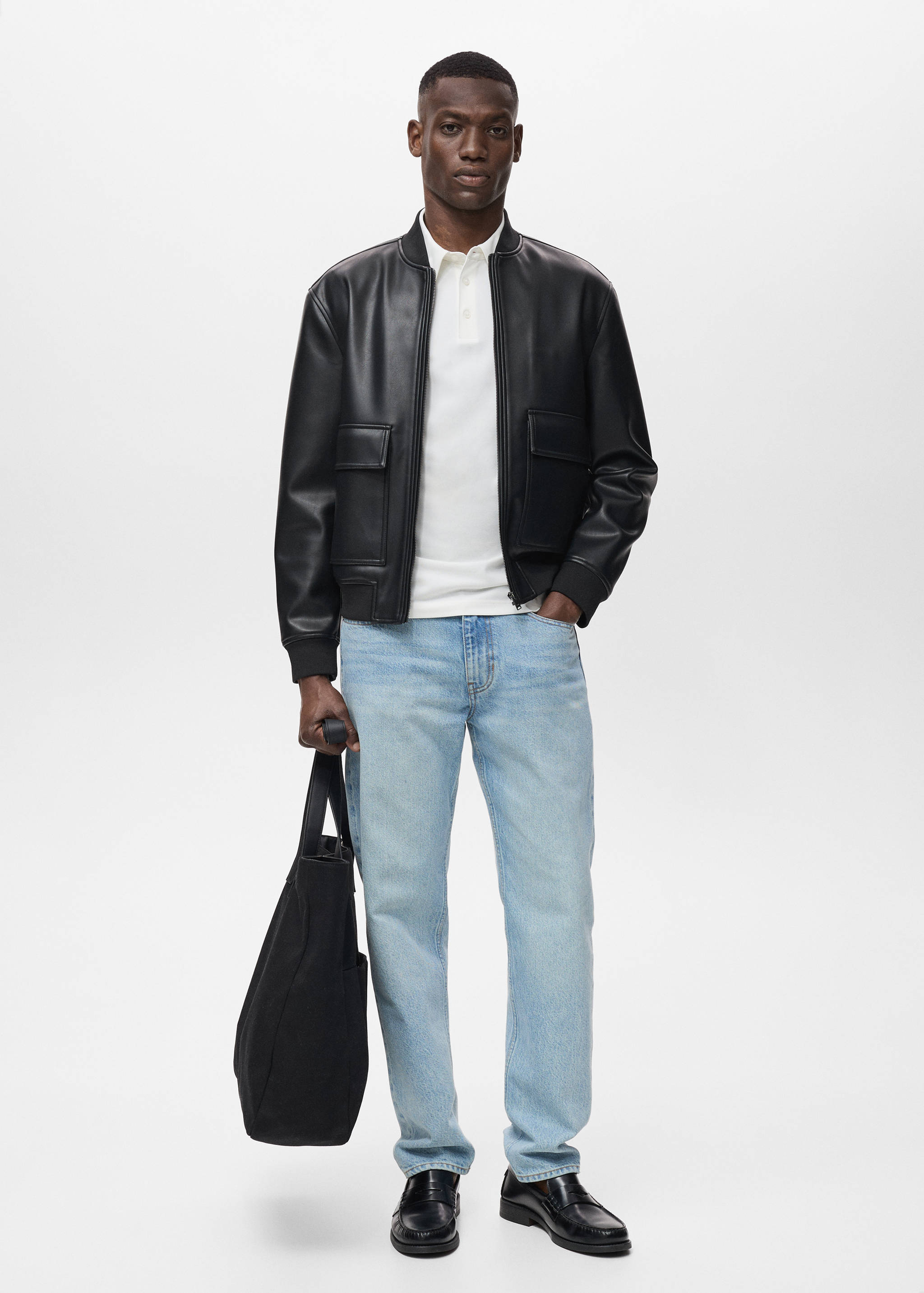 Faux-leather bomber jacket - General plane