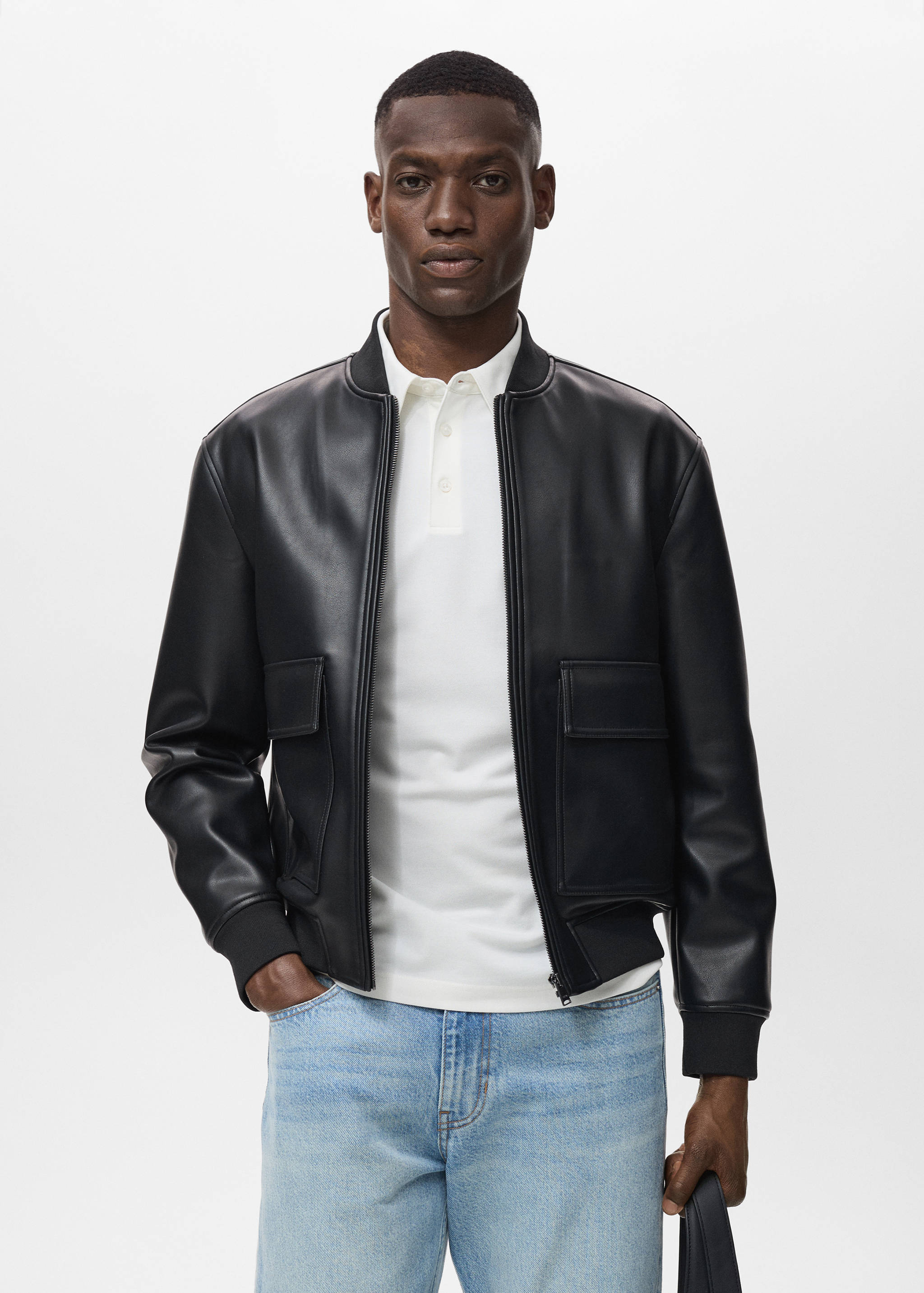Faux-leather bomber jacket - Medium plane