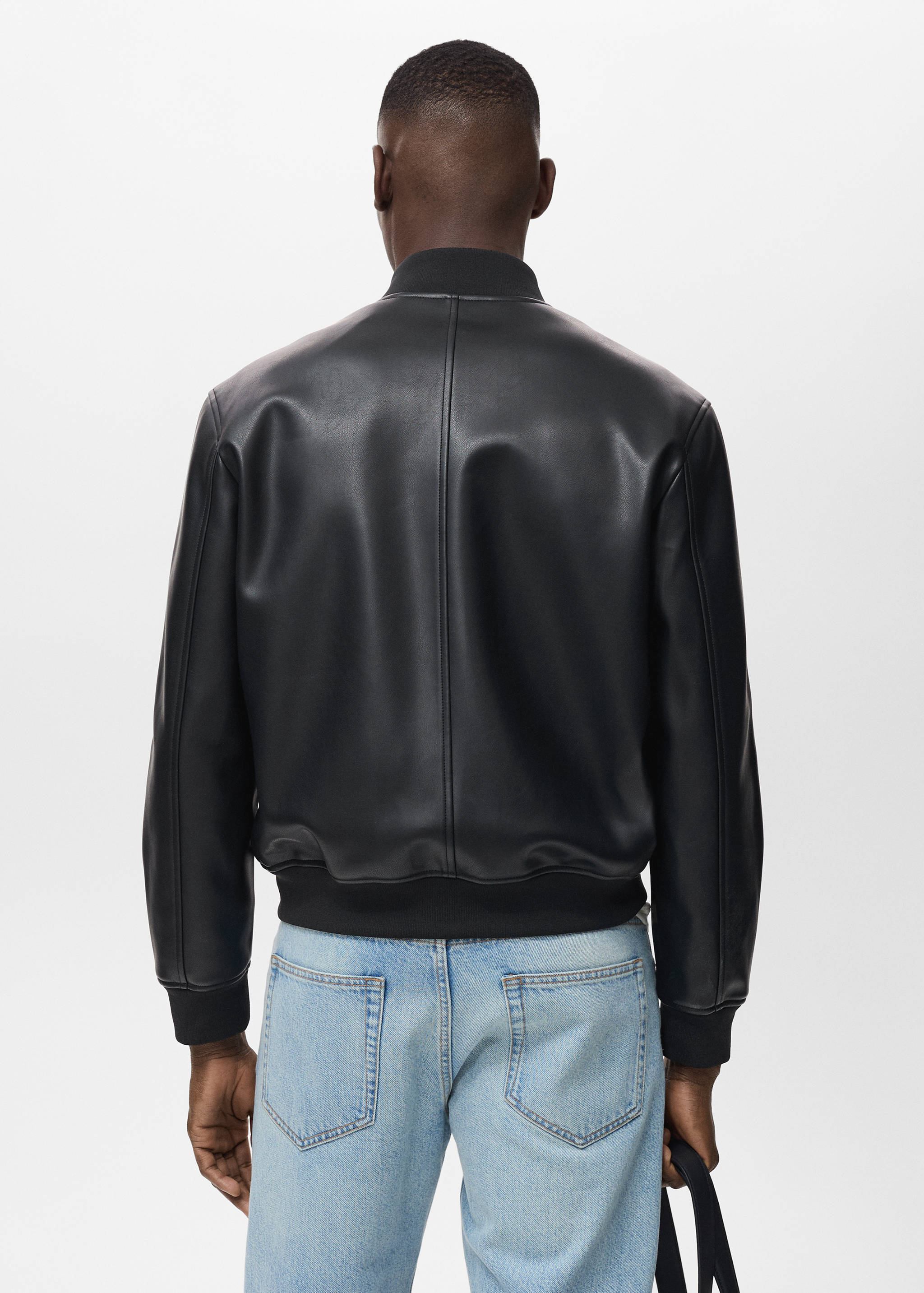 Faux-leather bomber jacket - Reverse of the article