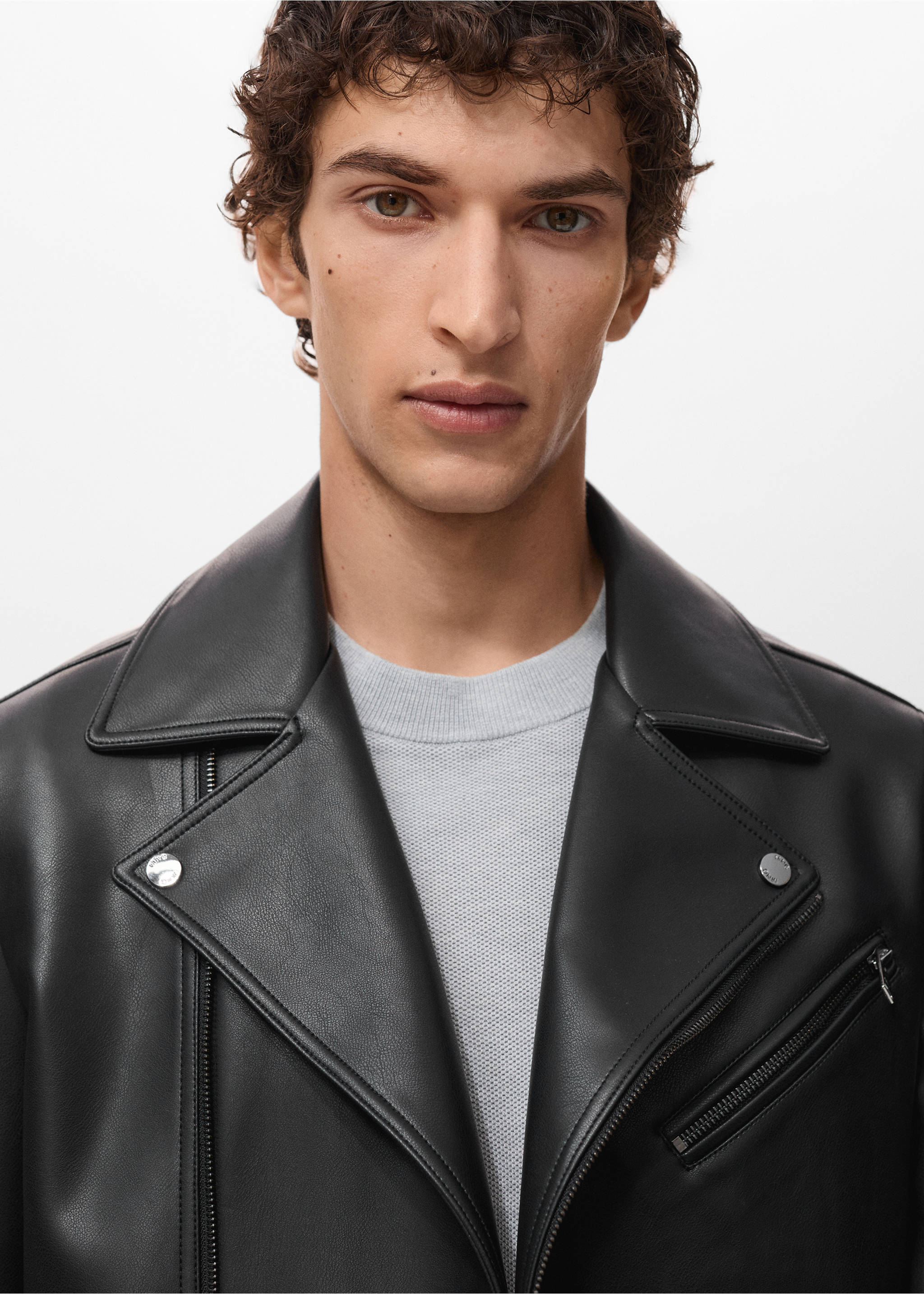 سترة biker بتأثير جلدي - تفاصيل المنتج 1, أسود. Ref: 17005146-00.
