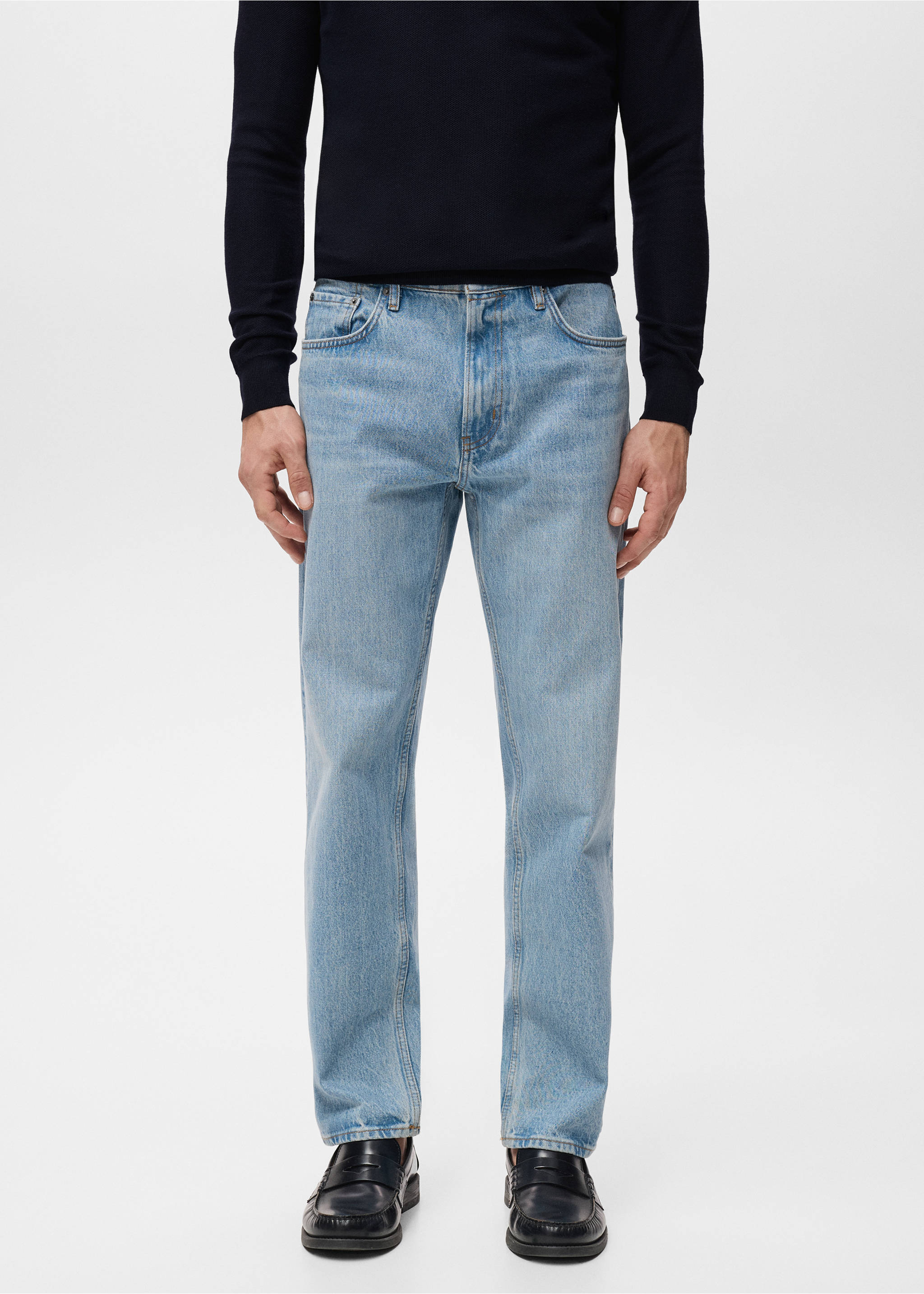 Jean Moby straight-fit délavé clair - Plan moyen, Bleu moyen vintage. Ref: 17005154-00.
