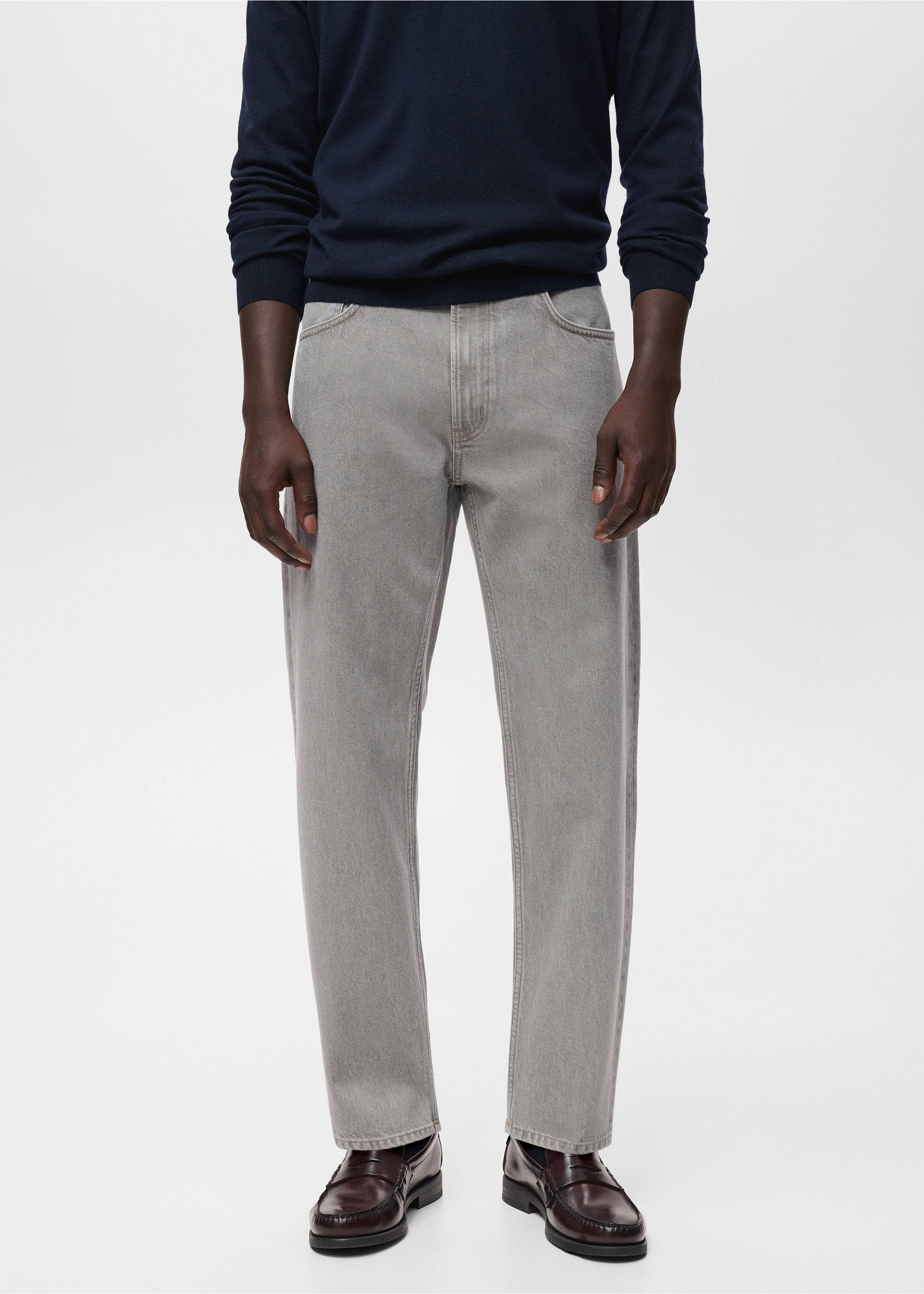 Jean Moby straight-fit - Plan moyen, Gris denim. Ref: 17005155-00.