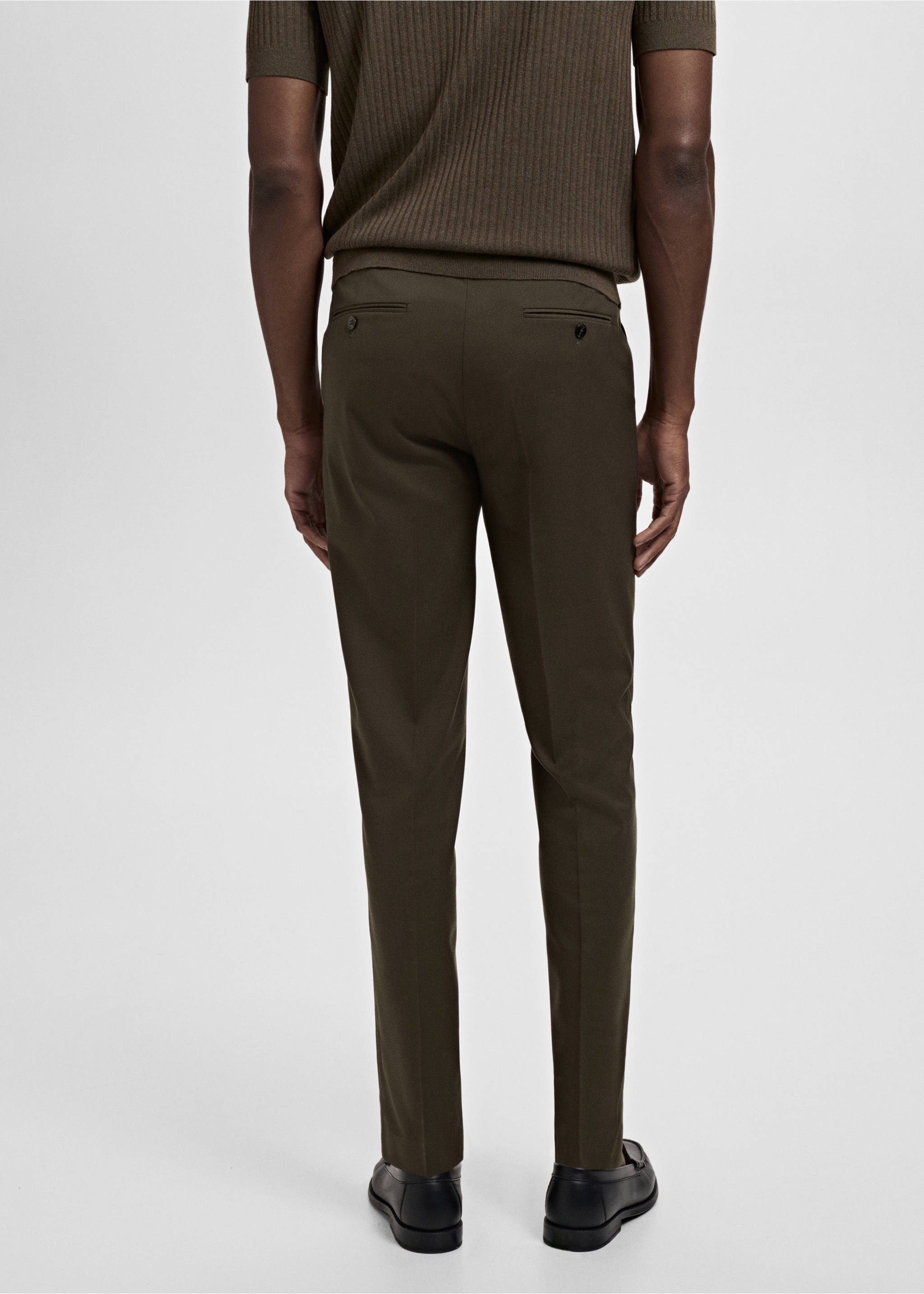 Back view of dark olive green trousers with a straight-leg fit., Khaki. Ref: 17005157-01.