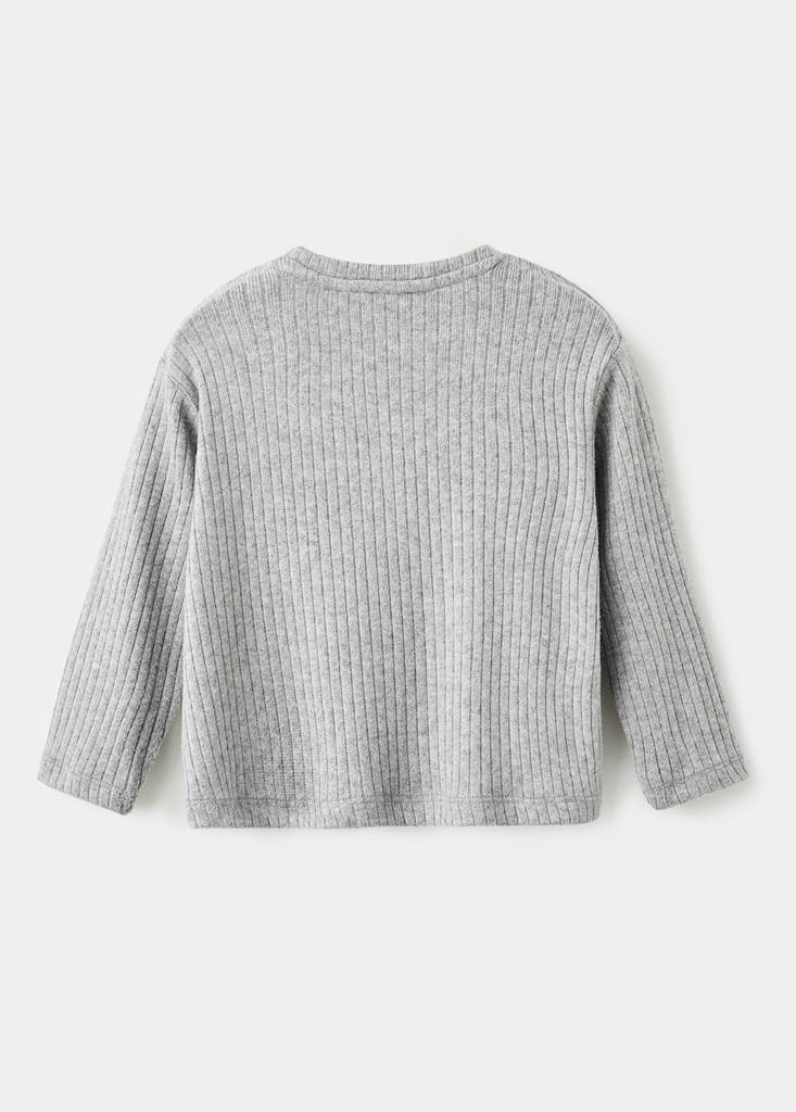 Ribbed top with ruffles — Medium Heather Grey