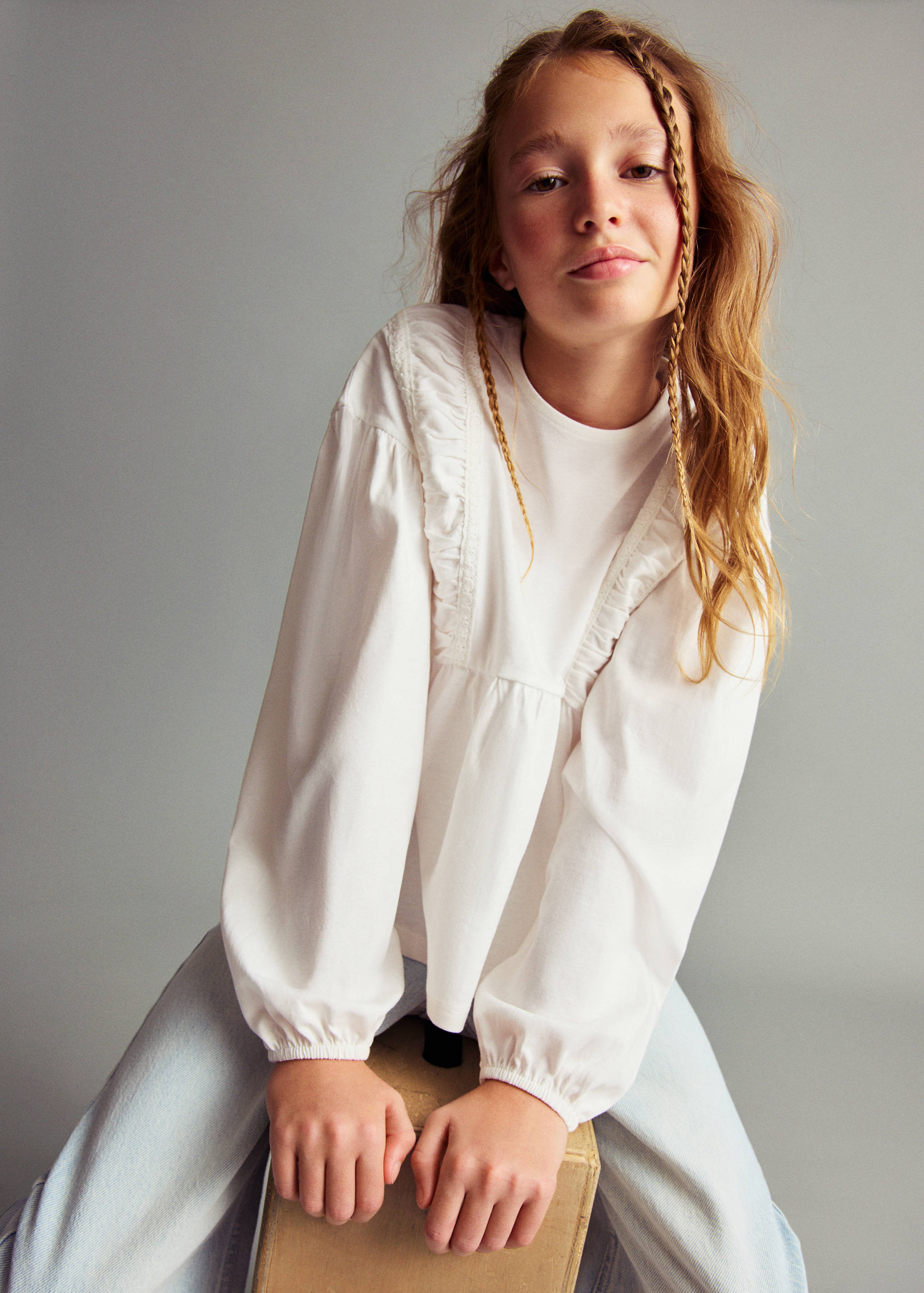 T-shirt with gathered details - Medium plane