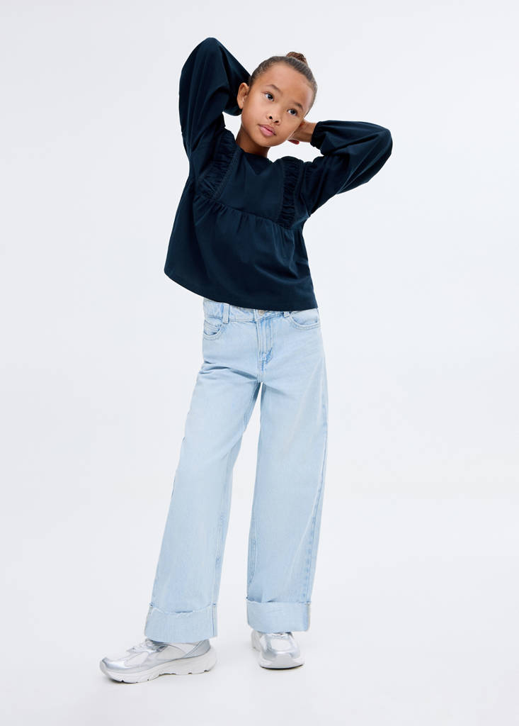 T-shirt with gathered details — Navy