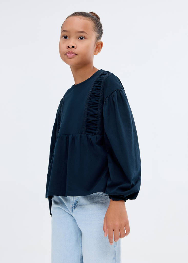 T-shirt with gathered details — Navy
