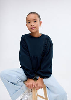 T-shirt with gathered details — Navy 4