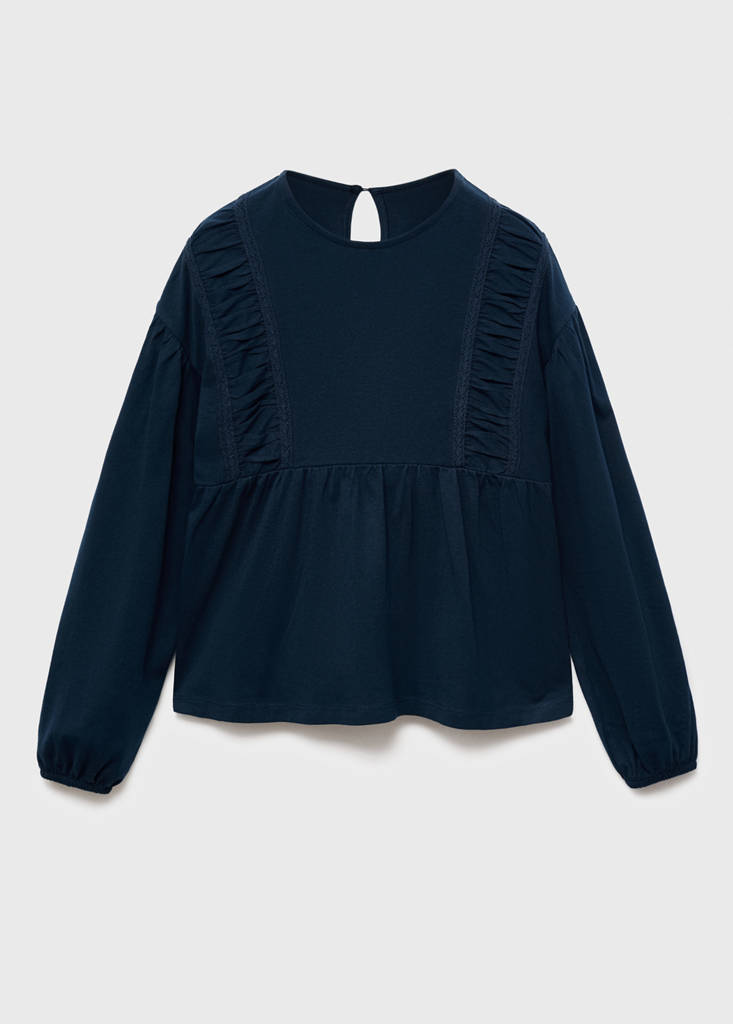 T-shirt with gathered details — Navy