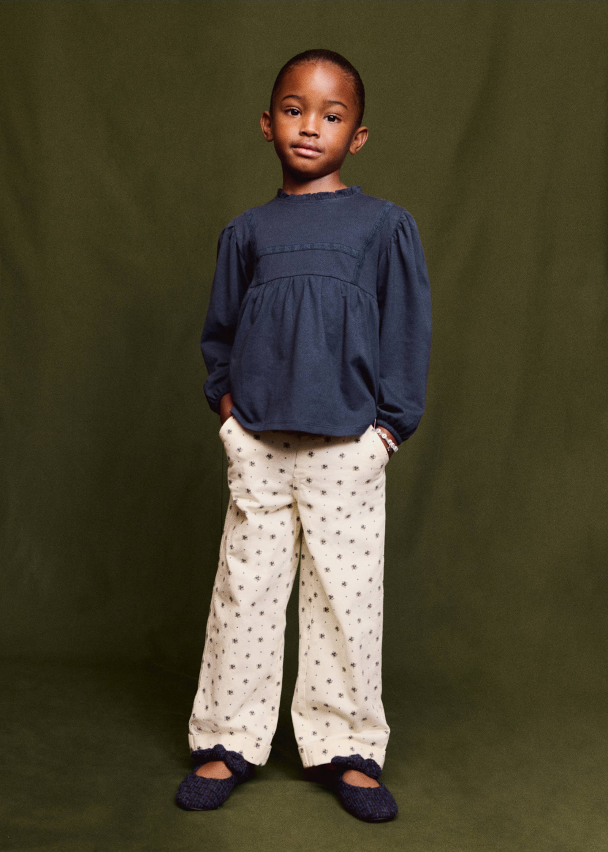Embroidered cotton T-shirt - Details of the article 5, Navy. Ref: 17005169-00.