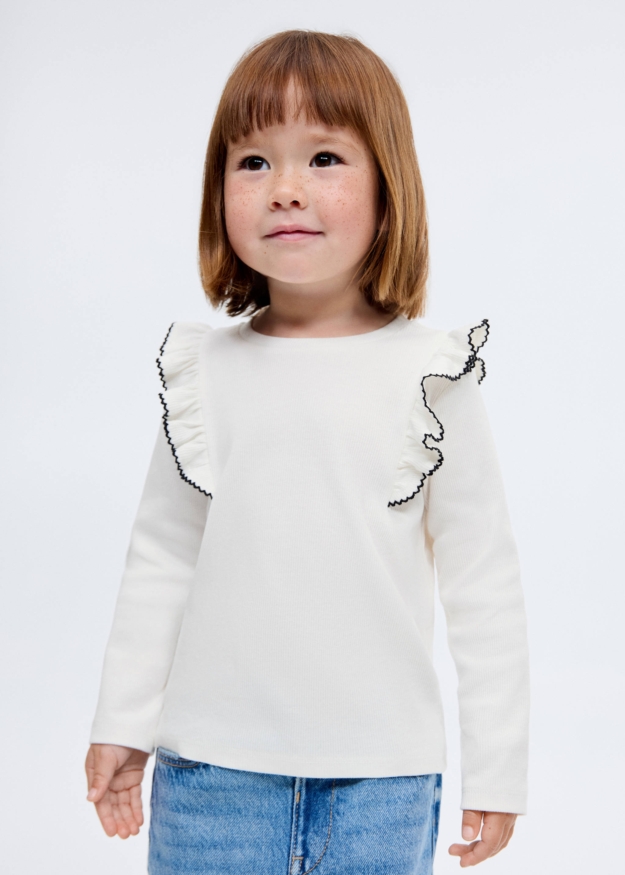 Ruffled ribbed T-shirt - Medium plane