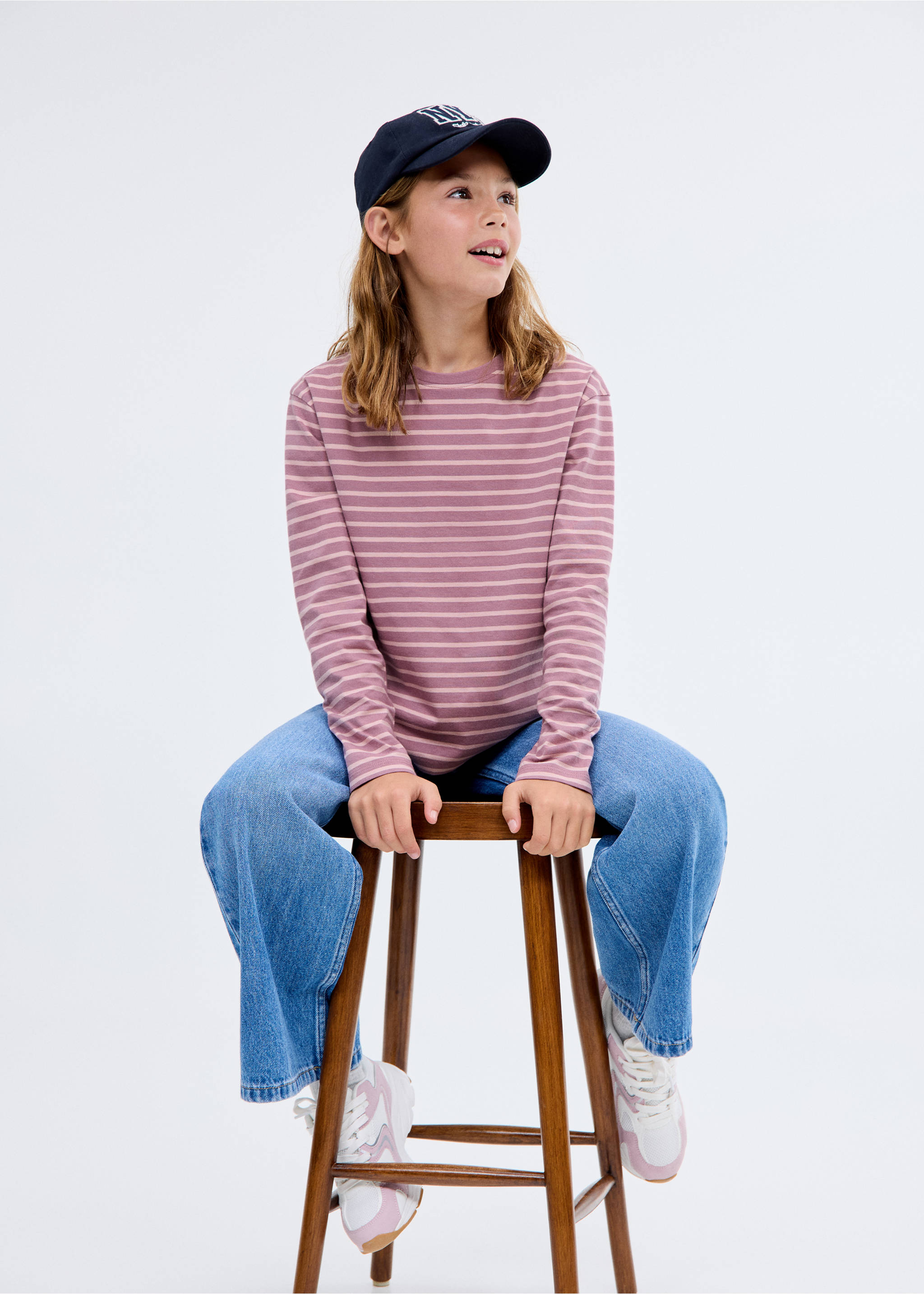 T-shirt essentiel rayé - Plan moyen, Rose. Ref: 17005177-00.