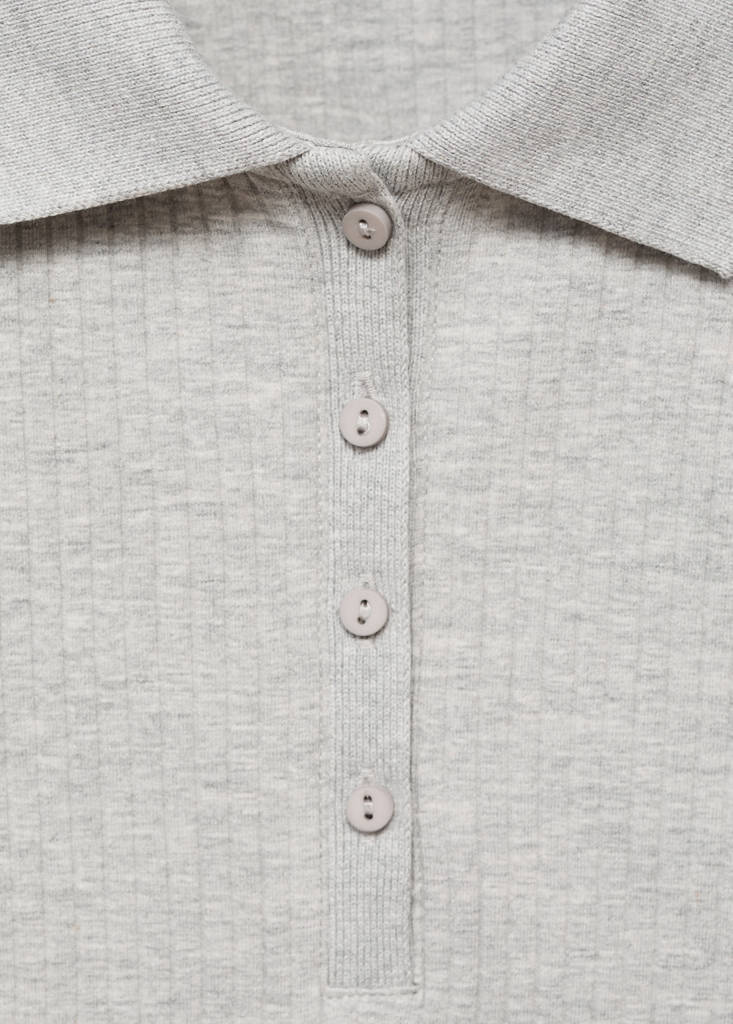 Ribbed polo t-shirt — Medium Heather Grey