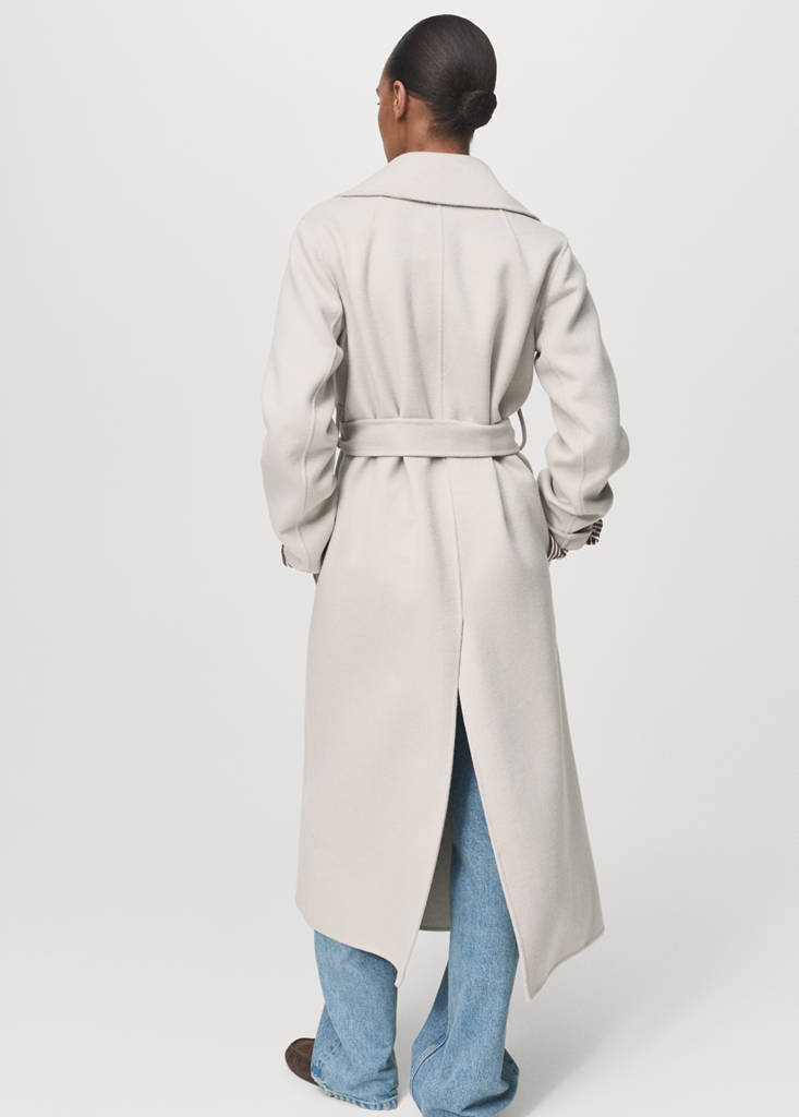 Handmade wool coat with belt — Ice Grey