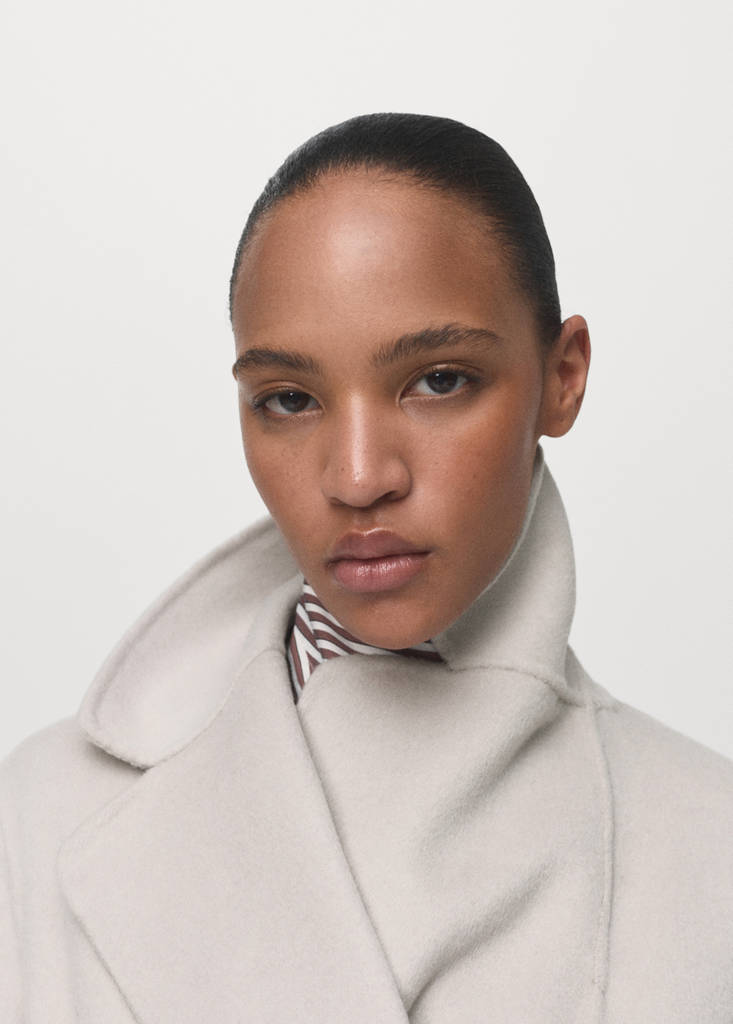 Handmade wool coat with belt — Ice Grey