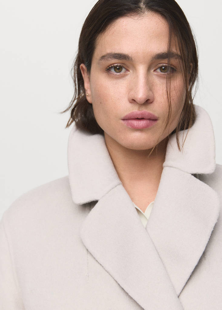 Handmade wool coat with belt — Ice Grey