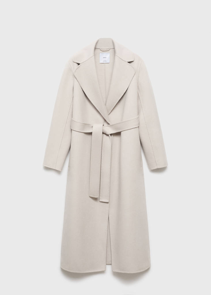 Handmade wool coat with belt — Ice Grey