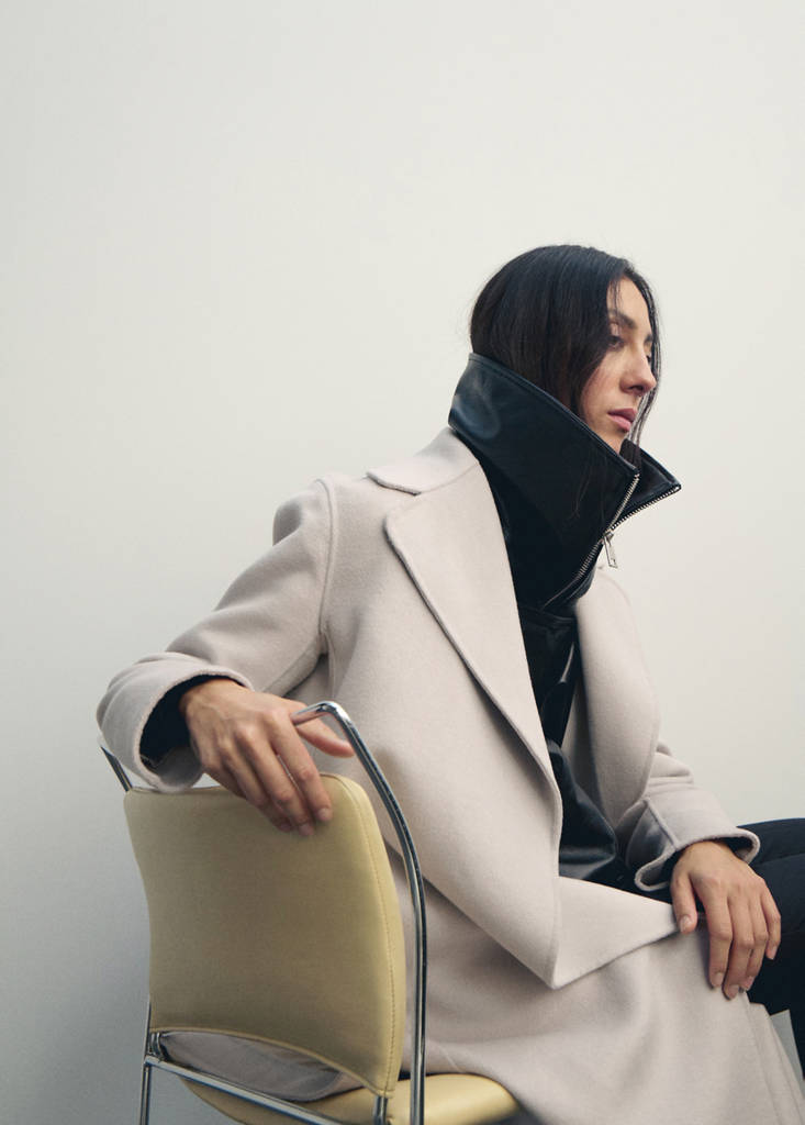 Handmade wool coat with belt — Ice Grey