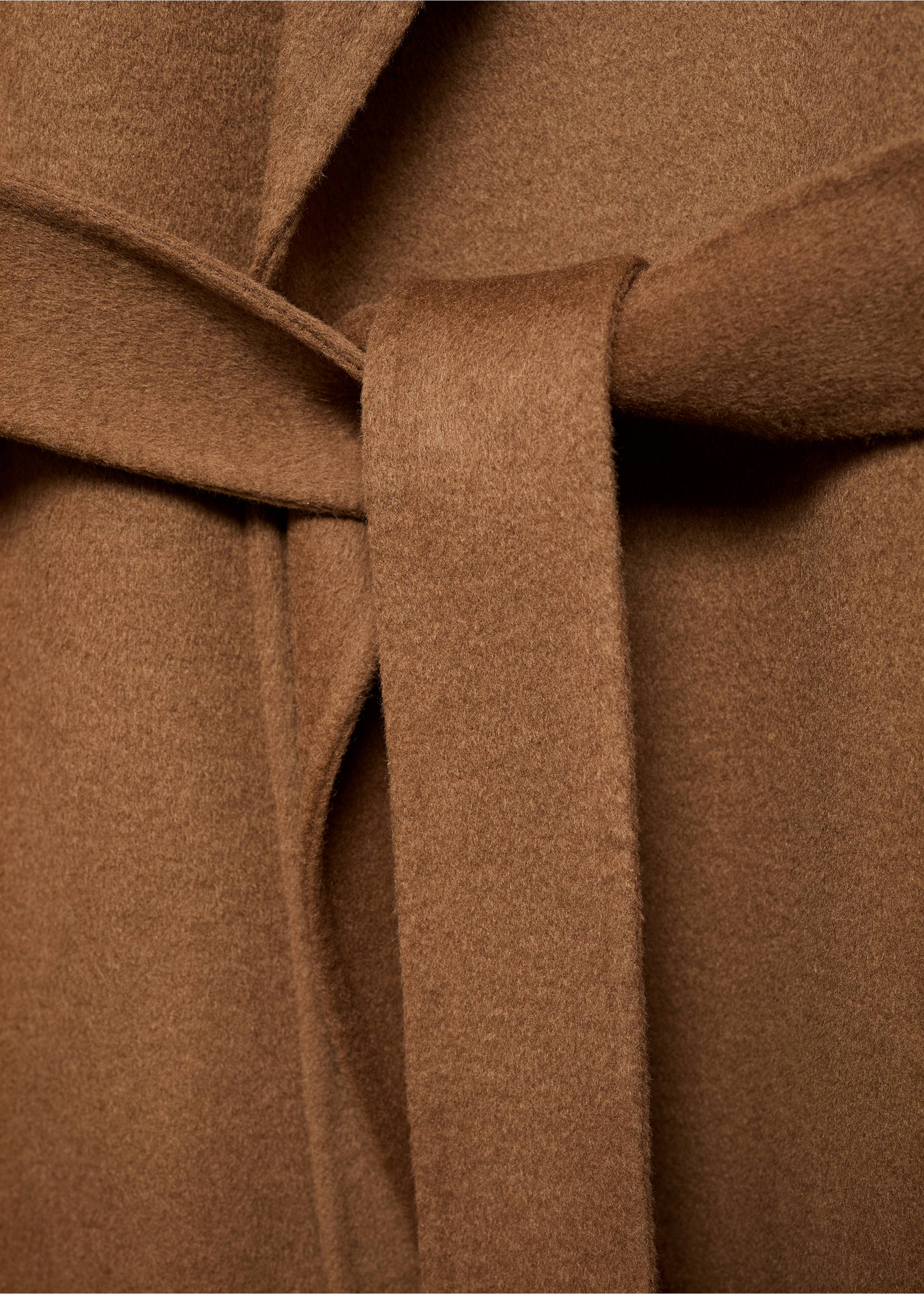 Handmade wool coat with belt - Details of the article 8, Medium Brown. Ref: 17005795-00.