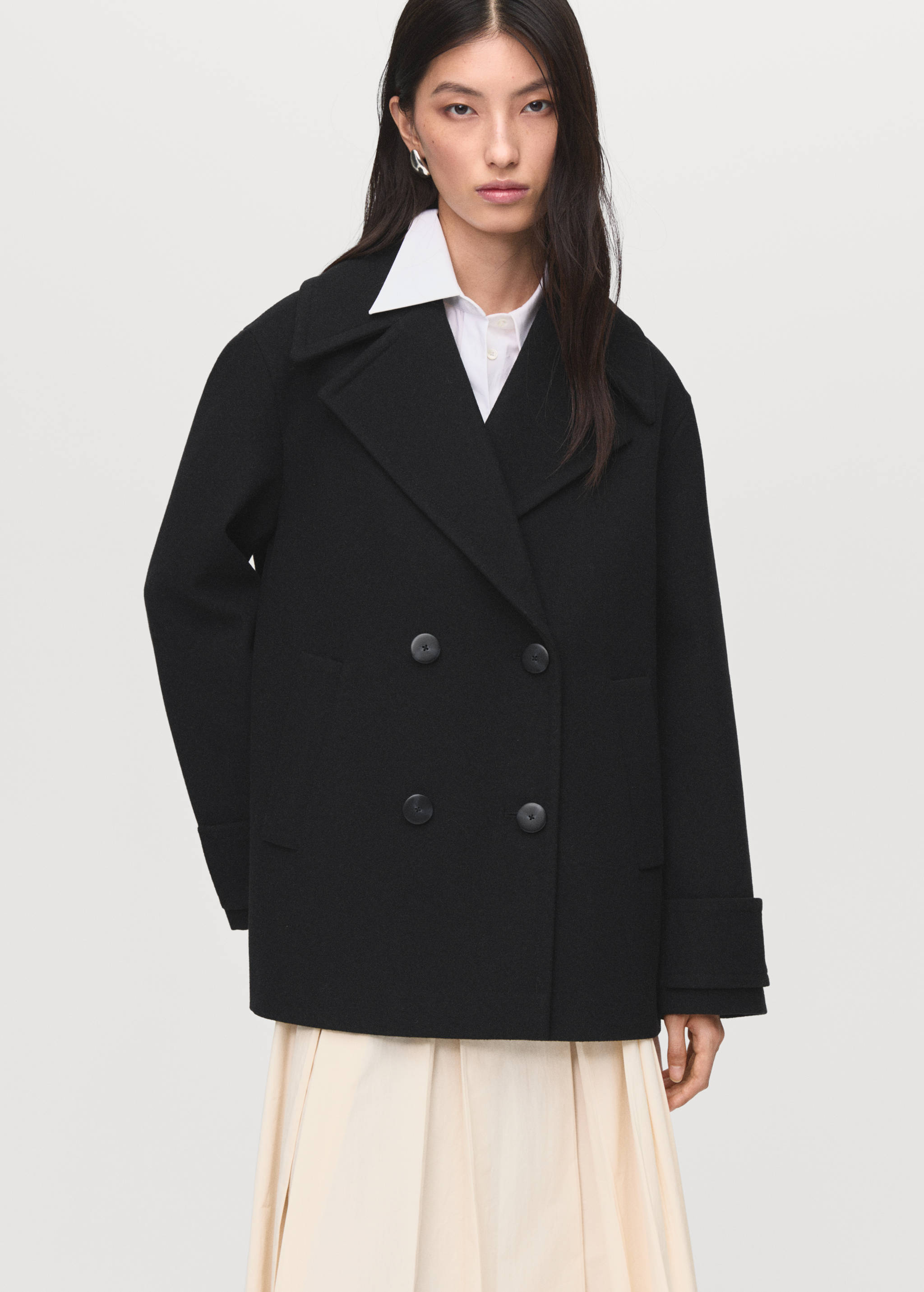 Double-breasted wool-blend coat - Medium plane