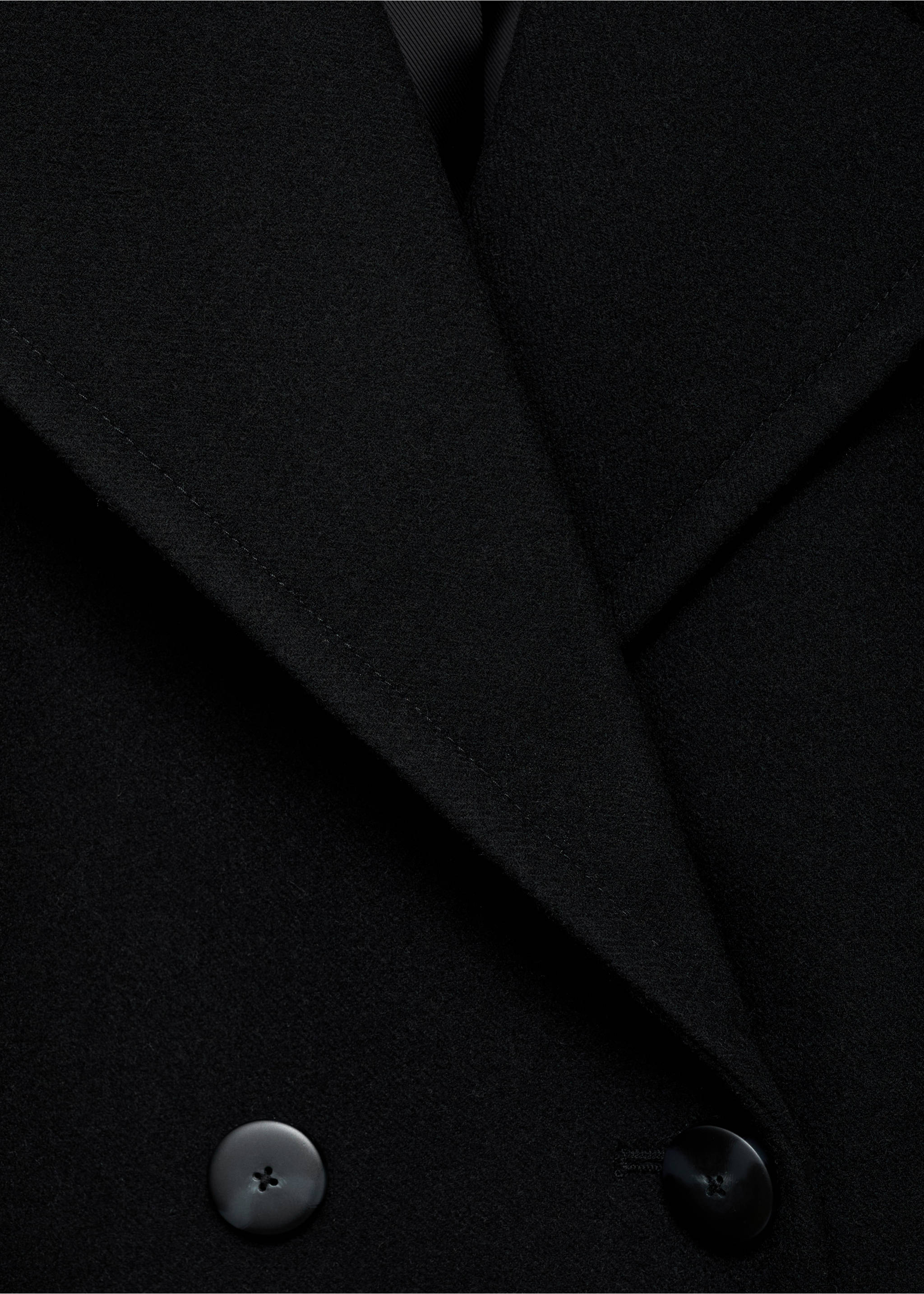 Двубортное пальто из смесовой шерсти - Деталь изделия 8, Черный. Ref: 17005796-00.