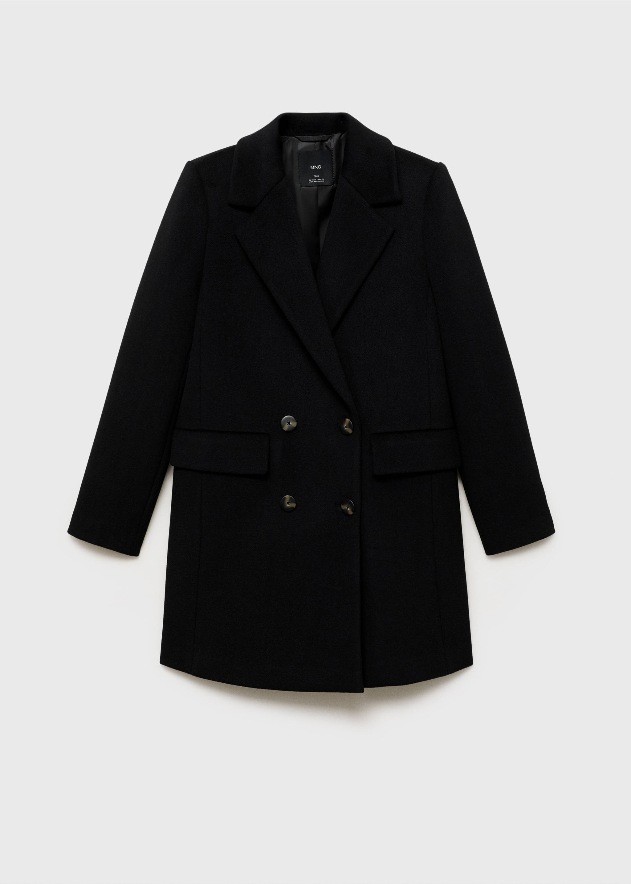 Double-breasted wool coat - Article without model, Black. Ref: 17005797-00.