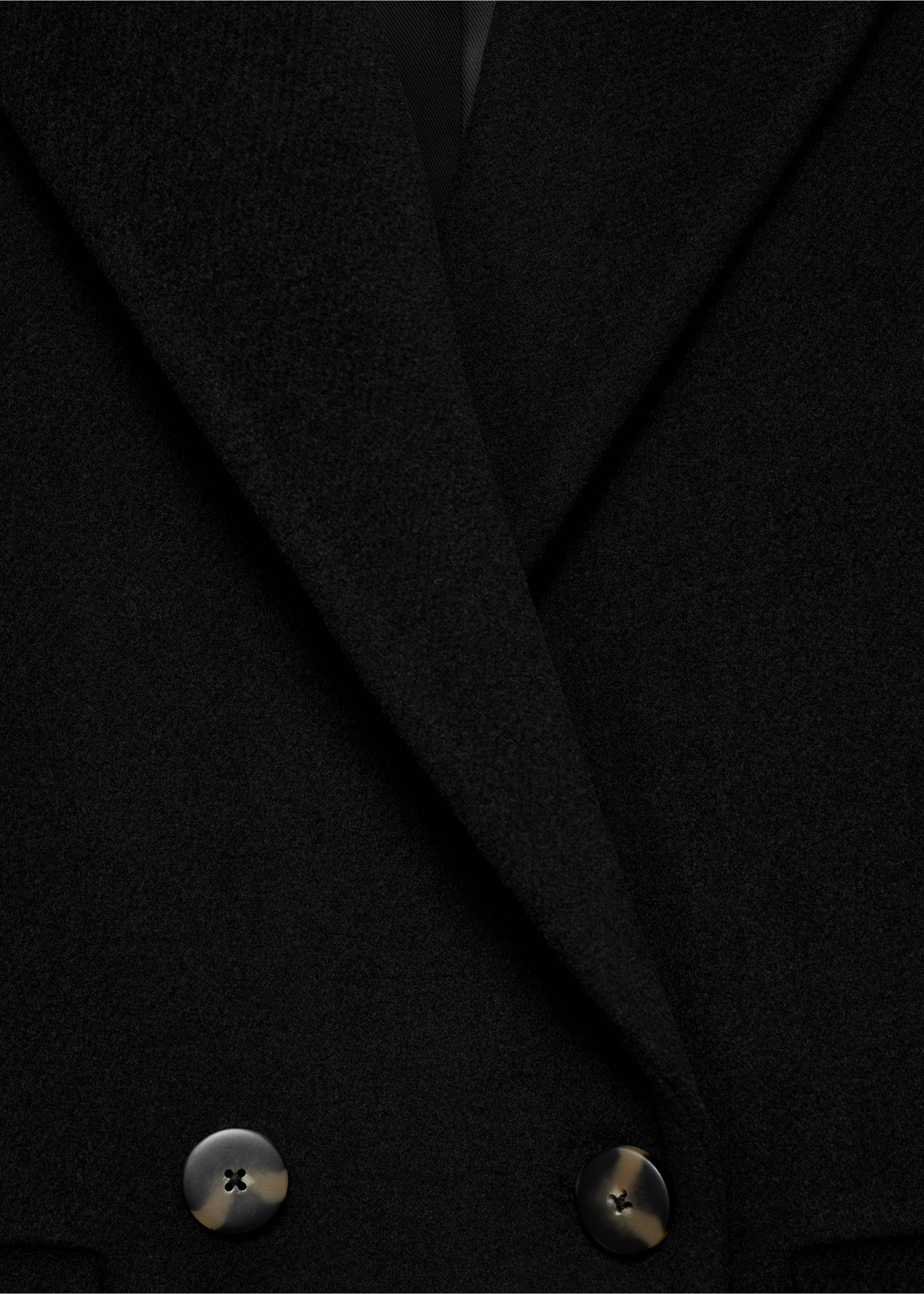 Double-breasted wool coat - Details of the article 8, Black. Ref: 17005797-00.