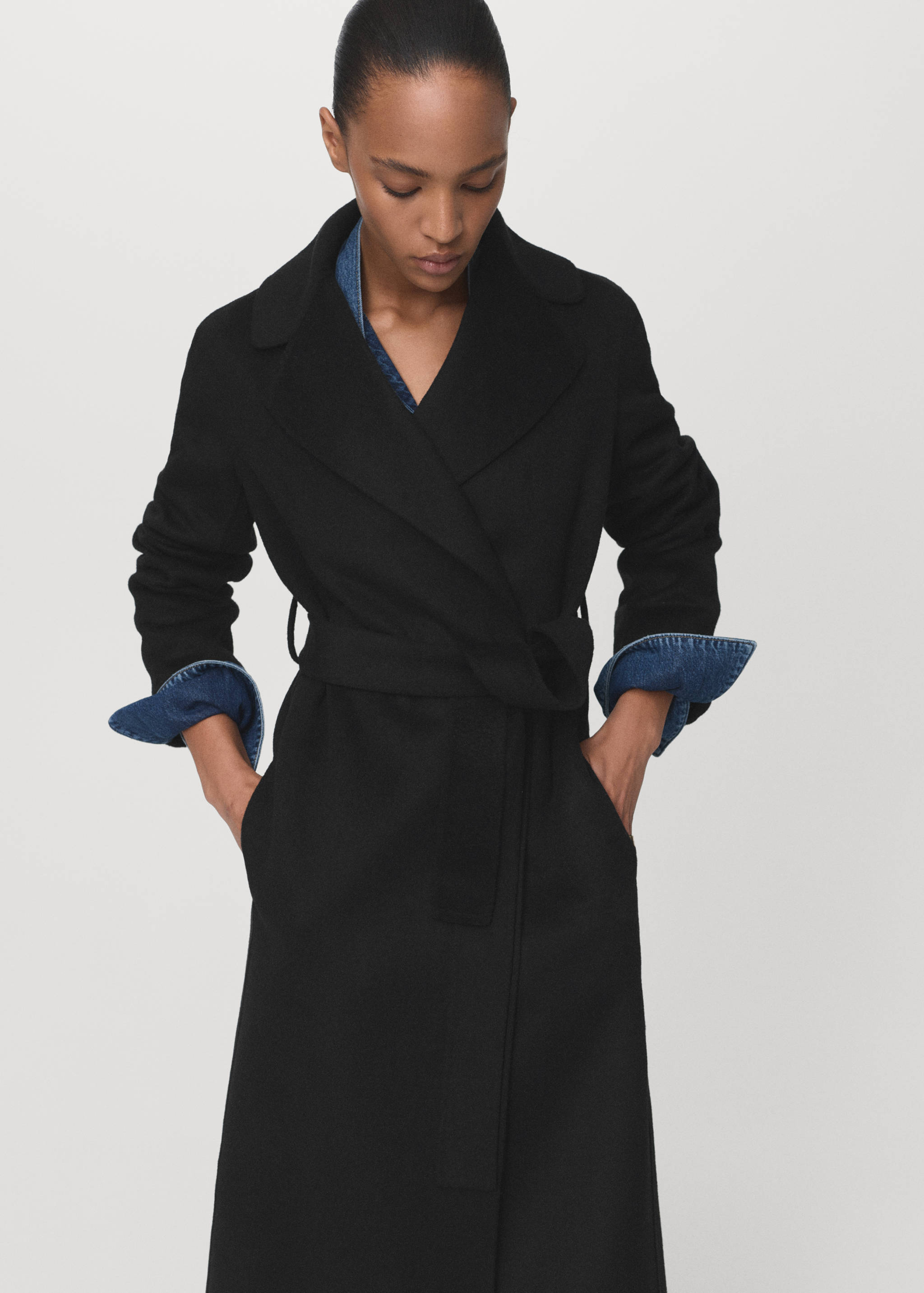 Handmade wool coat with belt - Medium plane