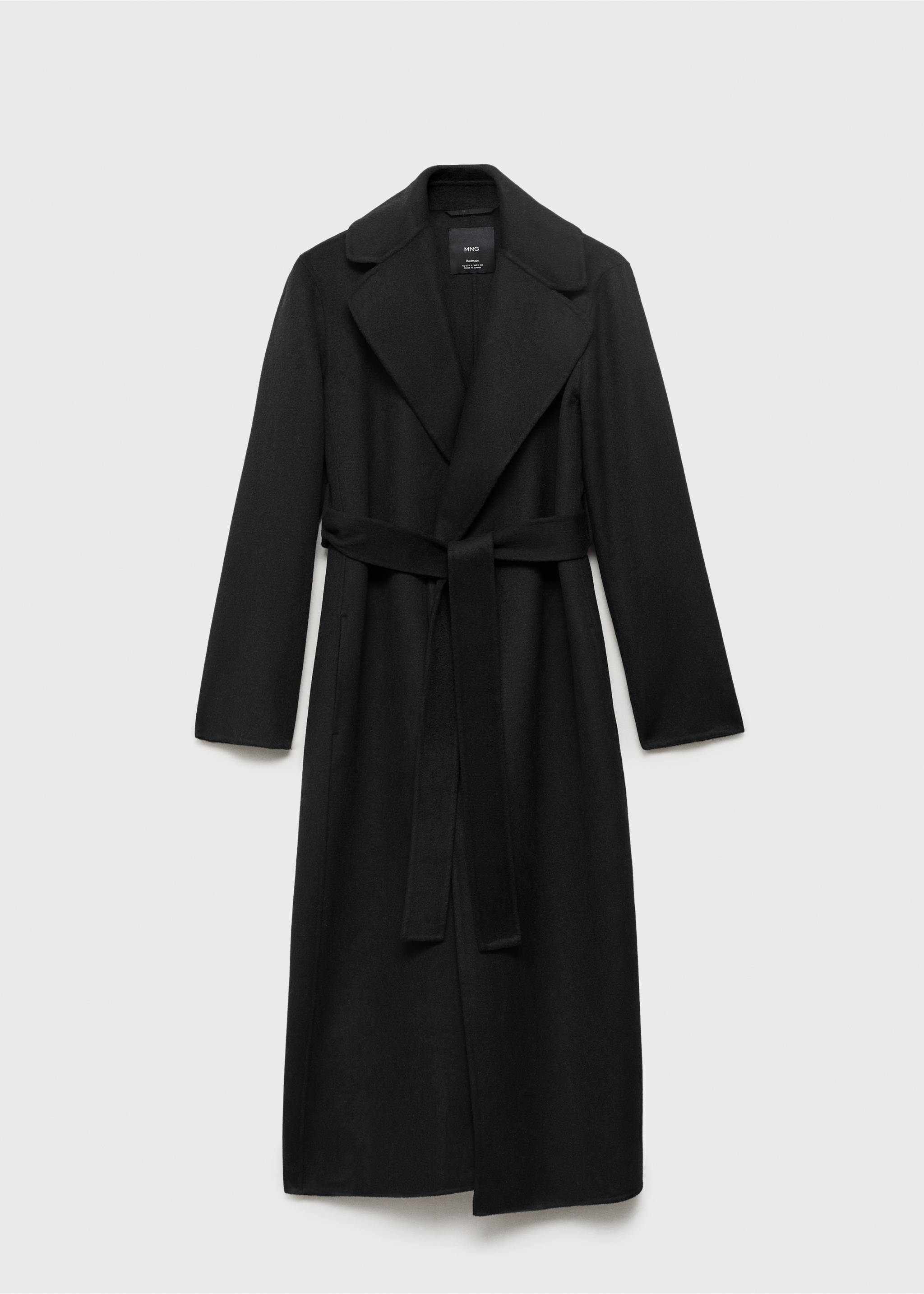 Handmade wool coat with belt - Article without model, Black. Ref: 17005798-00.