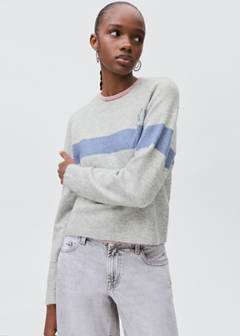 Knit embroidered sweater — Medium Heather Grey 1