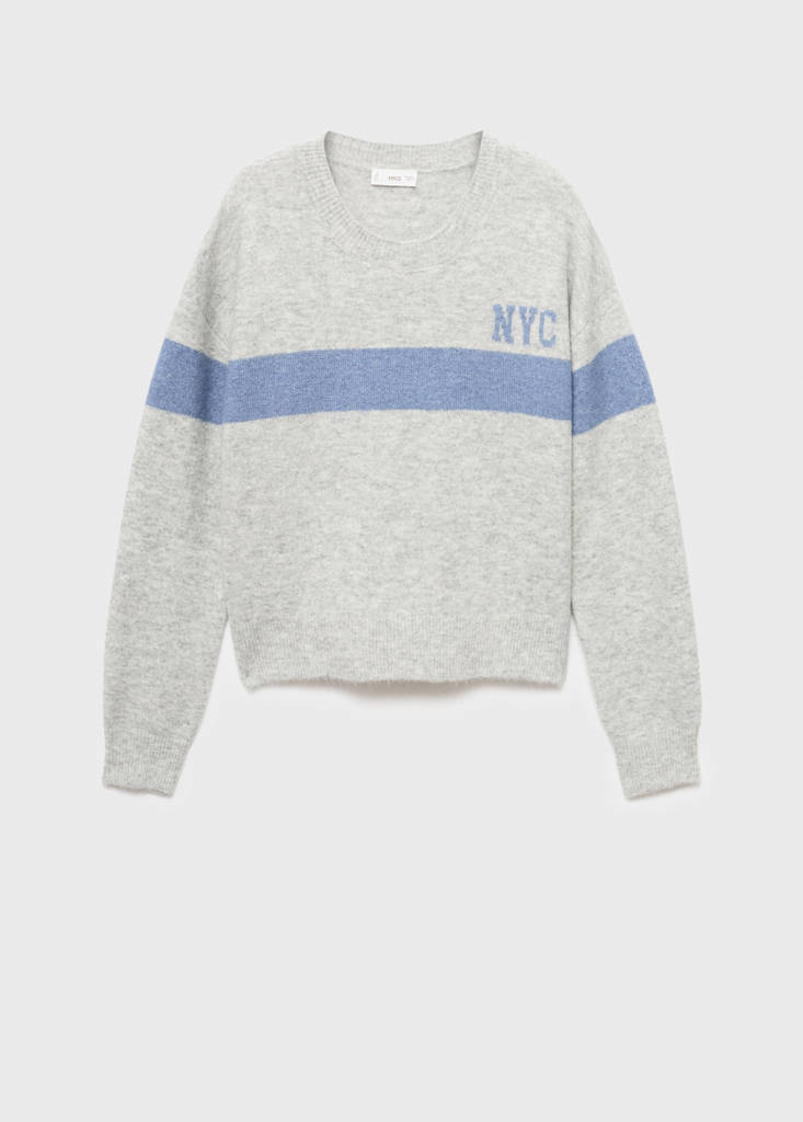 Knit embroidered sweater — Medium Heather Grey