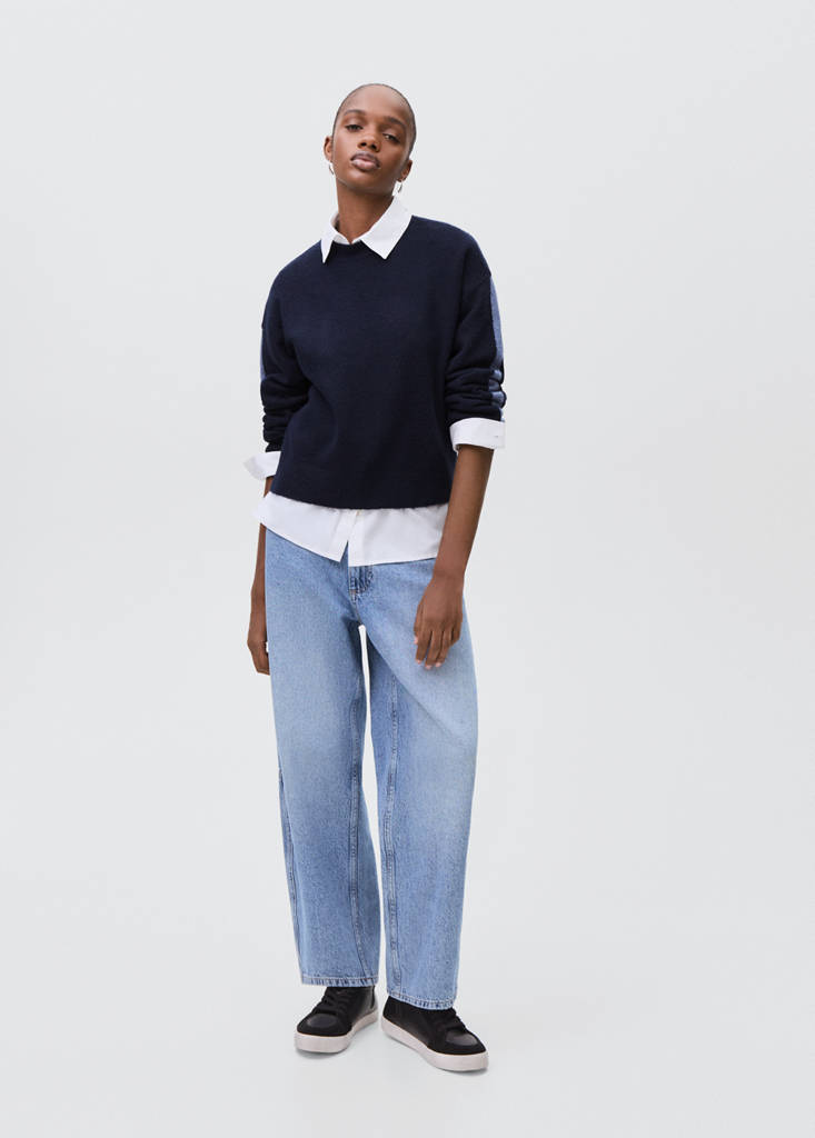 Knit embroidered sweater — Navy
