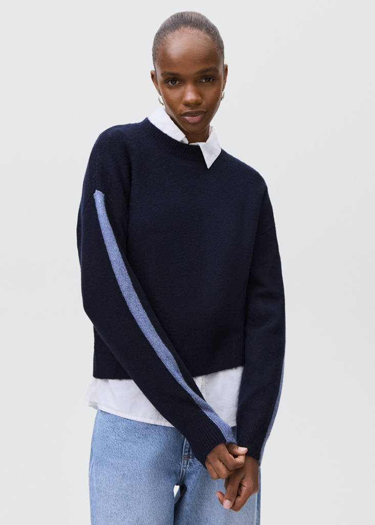 Knit embroidered sweater — Navy