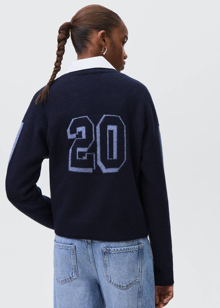 Knit embroidered sweater — Navy