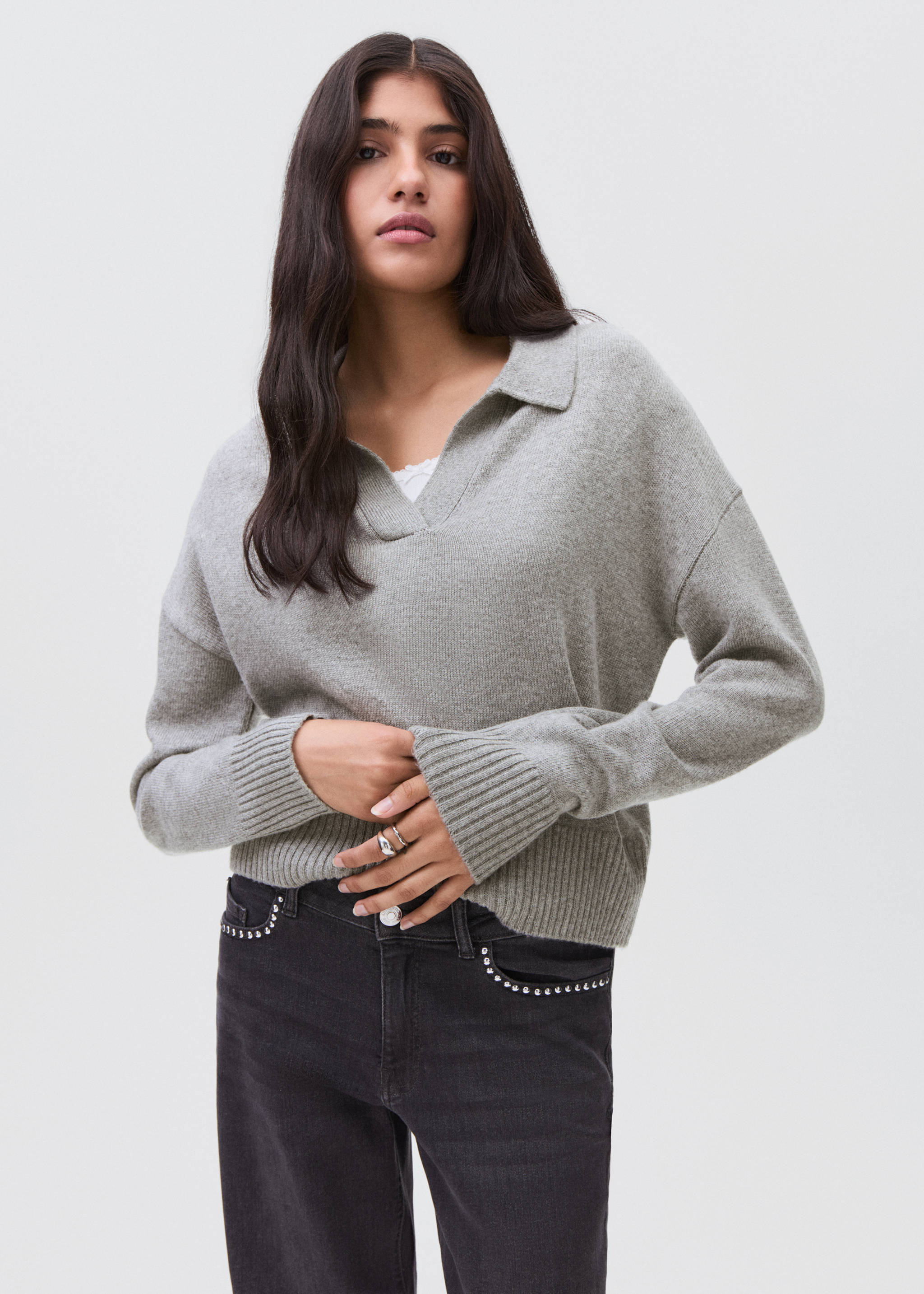 Knitted polo-neck sweater - Medium plane
