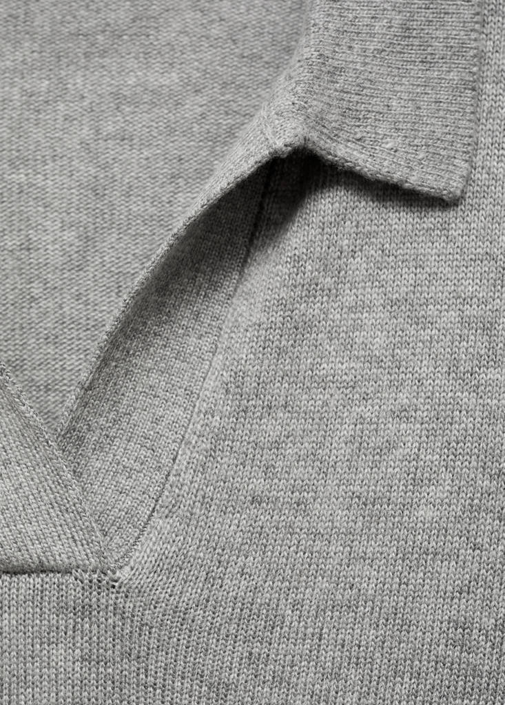 Knitted polo-neck sweater — Light Heather Grey