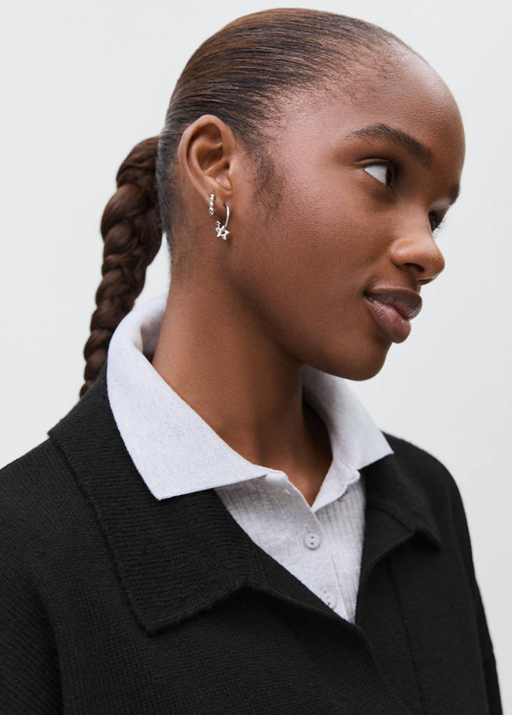 Knitted polo-neck sweater — Black