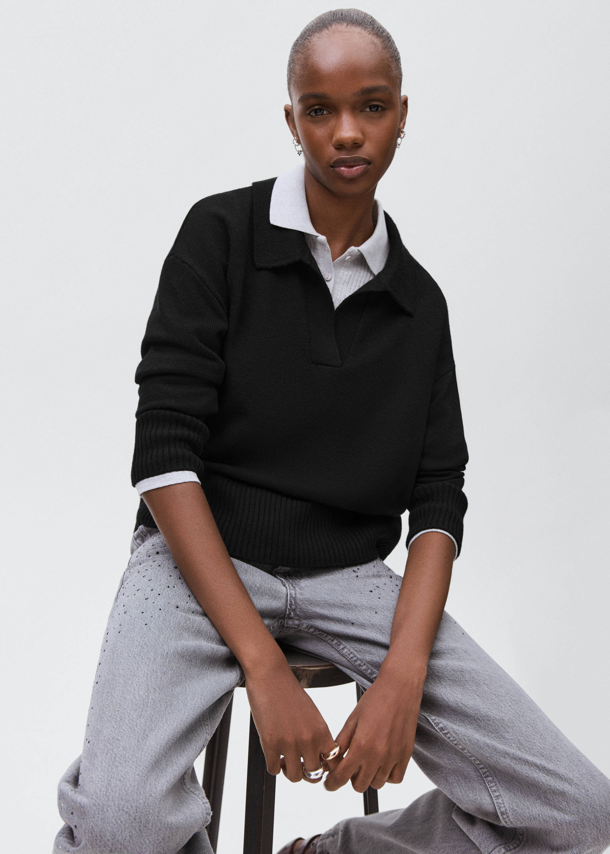 Knitted polo-neck sweater - Details of the article 2