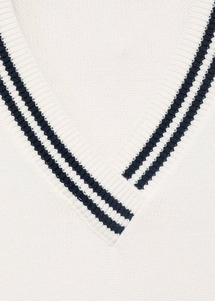 Knit striped sweater — White