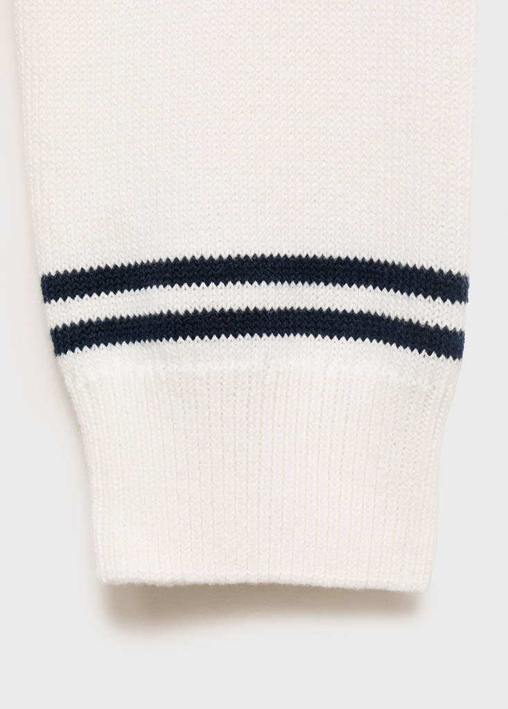 Knit striped sweater — White